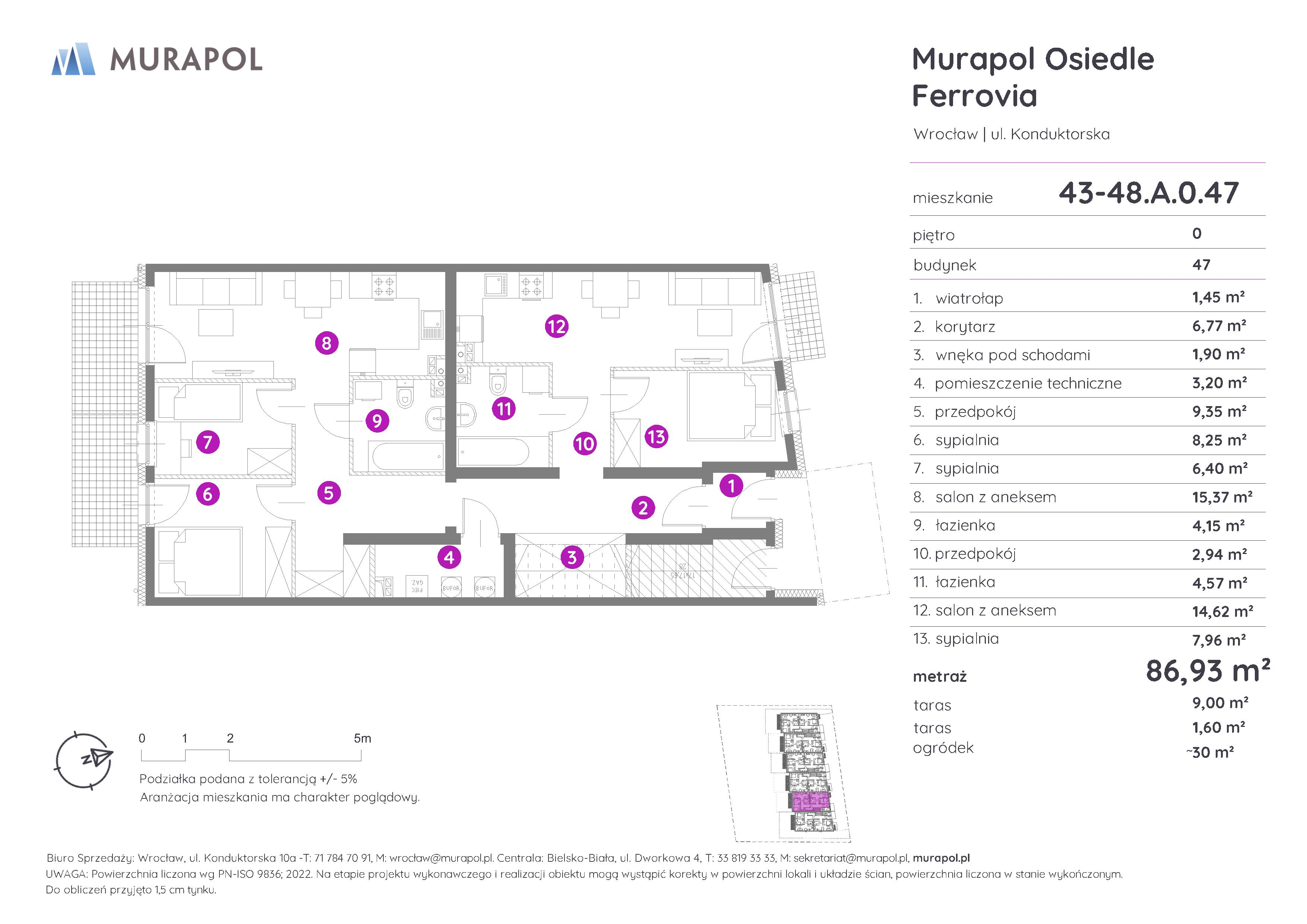 Mieszkanie 86,93 m², parter, oferta nr 43-48.A.0.47, Murapol Osiedle Ferrovia, Wrocław, Brochów, Krzyki, ul. Konduktorska-idx