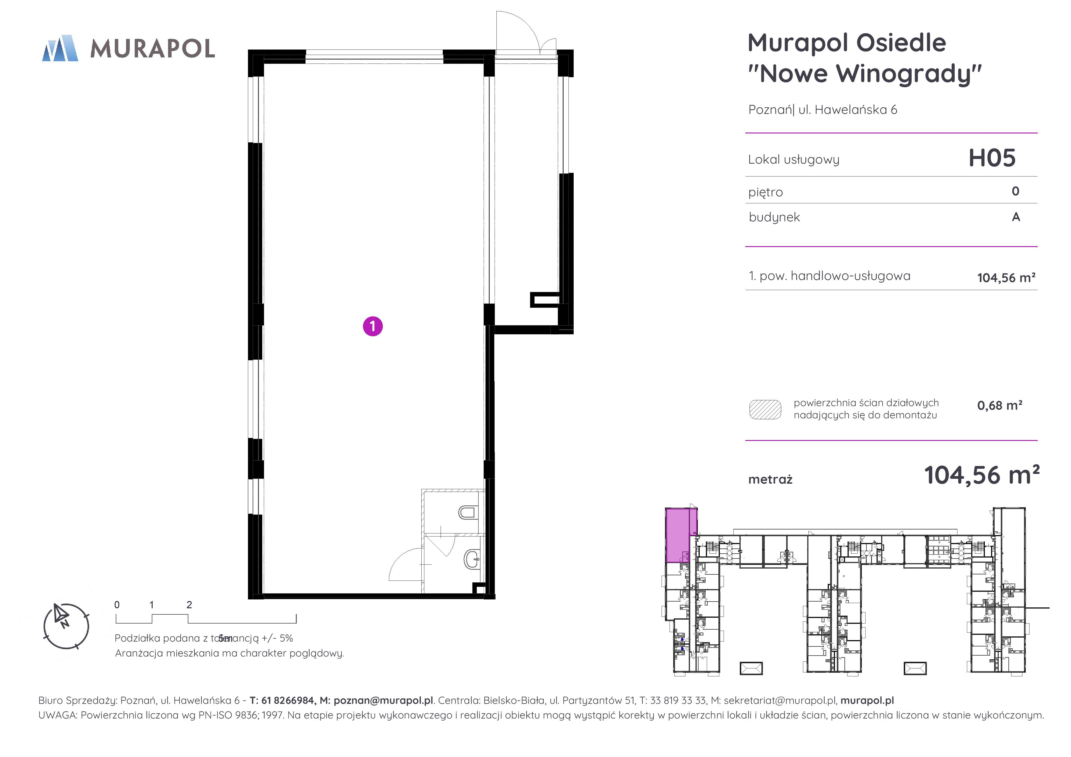 Lokal użytkowy 104,56 m², oferta nr H05, Nowe Winogrady - lokale użytkowe, Poznań, Winogrady, Nowe Winogrady, ul. Hawelańska 6-idx