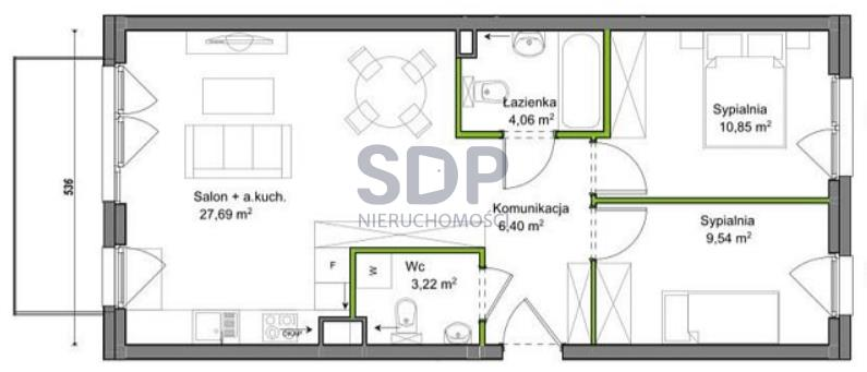 Mieszkanie 61,78 m², piętro 2, oferta nr , 34364, Wrocław, Krzyki-Partynice, Krzyki-idx