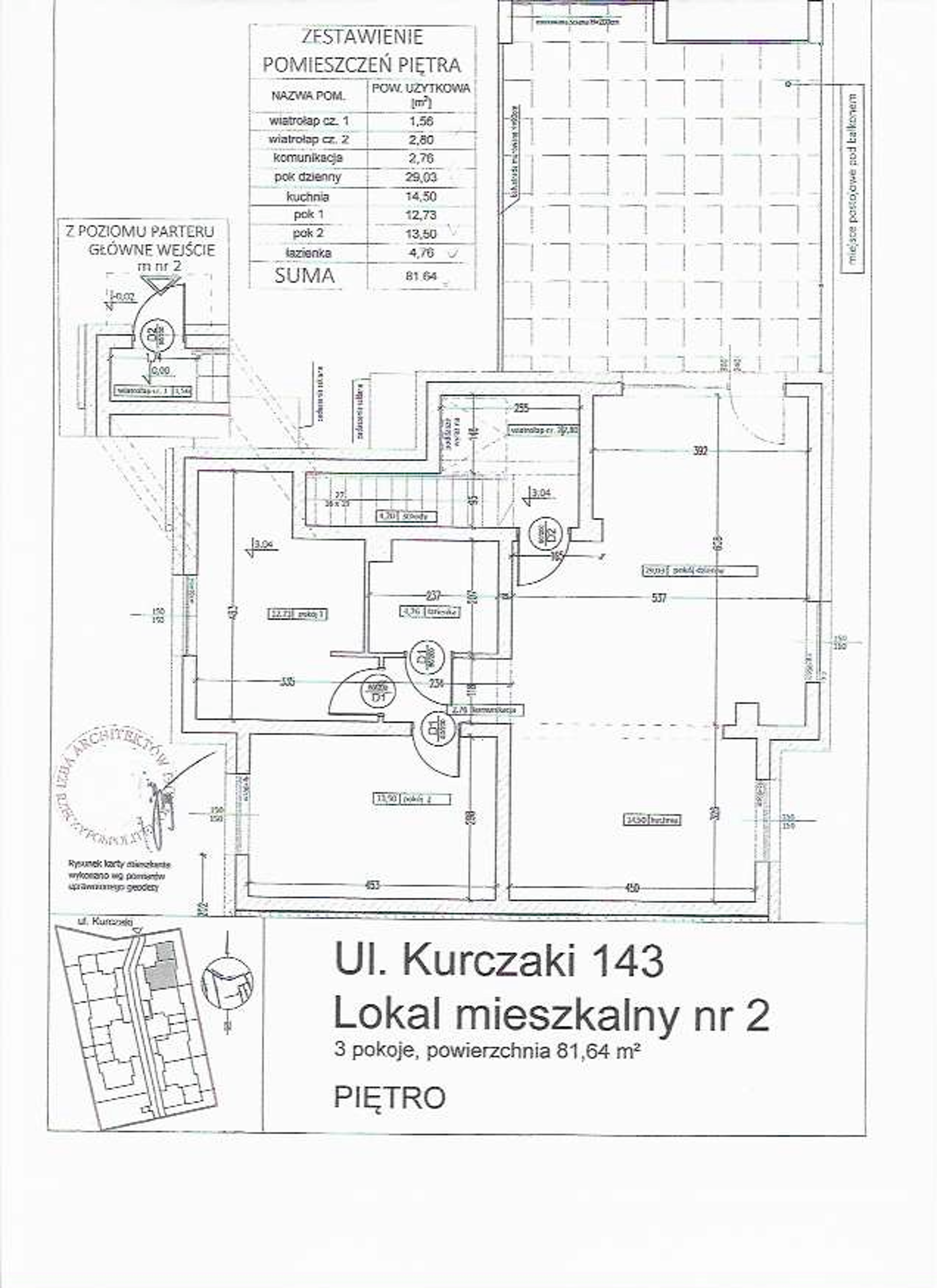 Mieszkanie 81,64 m², piętro 1, oferta nr 2_81_64, Osiedle Kurczaki, Łódź, Górna, Chojny, ul. Kurczaki 141/143-idx