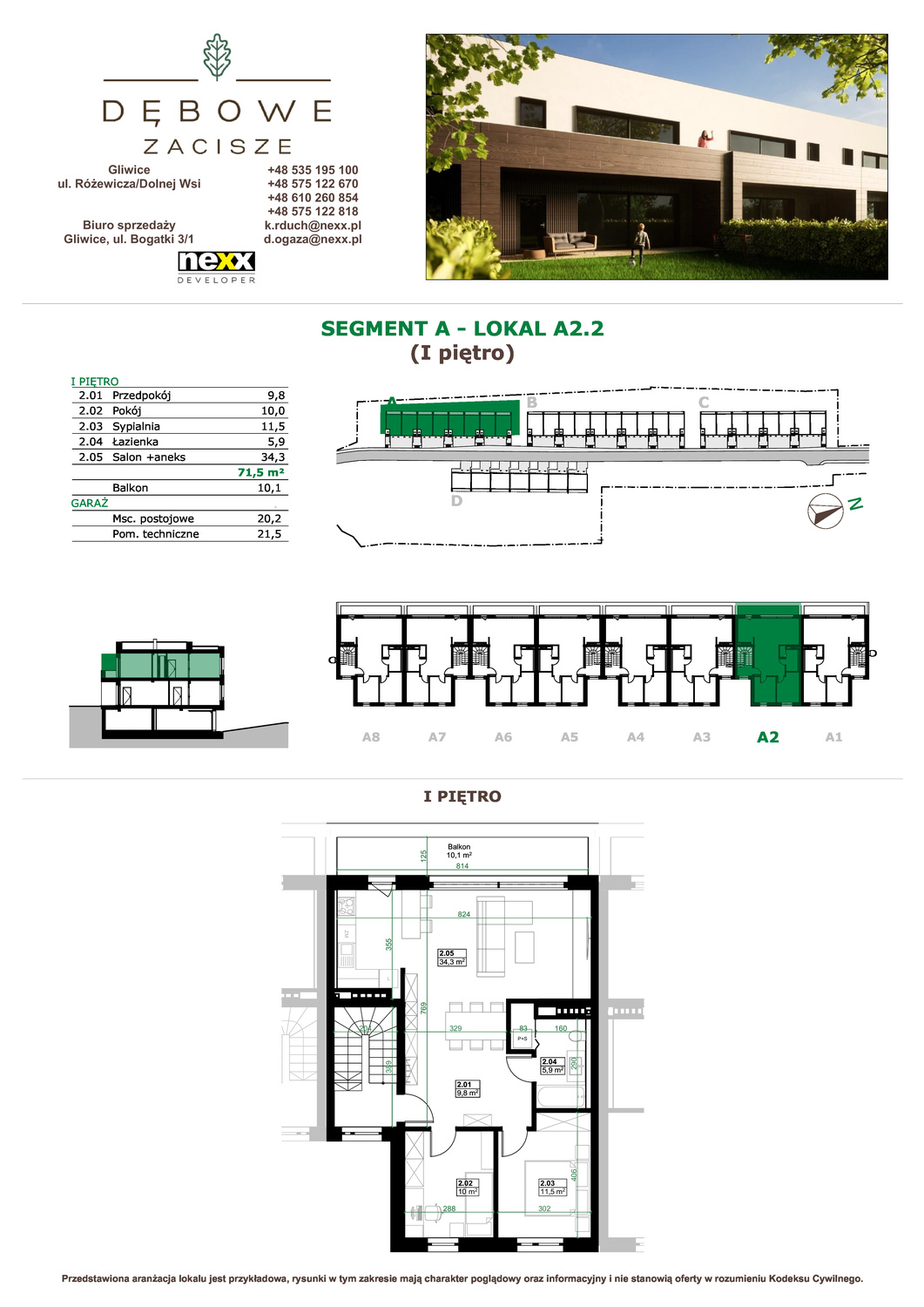 Mieszkanie 71,50 m², piętro 1, oferta nr A2.2, Dębowe Zacisze, Gliwice, Wójtowa Wieś, ul. Dolnej Wsi-idx