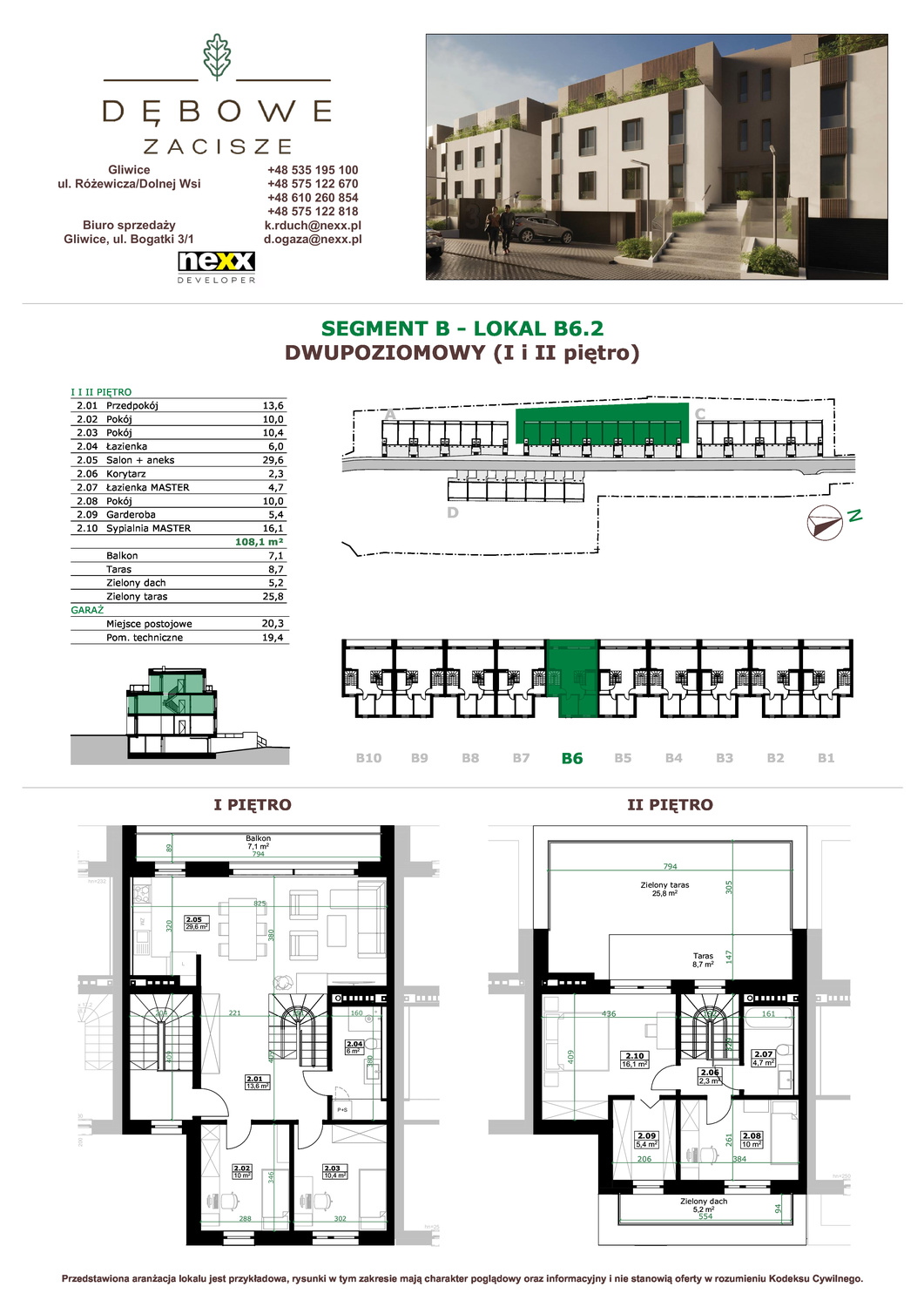 Mieszkanie 108,10 m², piętro 1, oferta nr B6.2, Dębowe Zacisze, Gliwice, Wójtowa Wieś, ul. Dolnej Wsi-idx