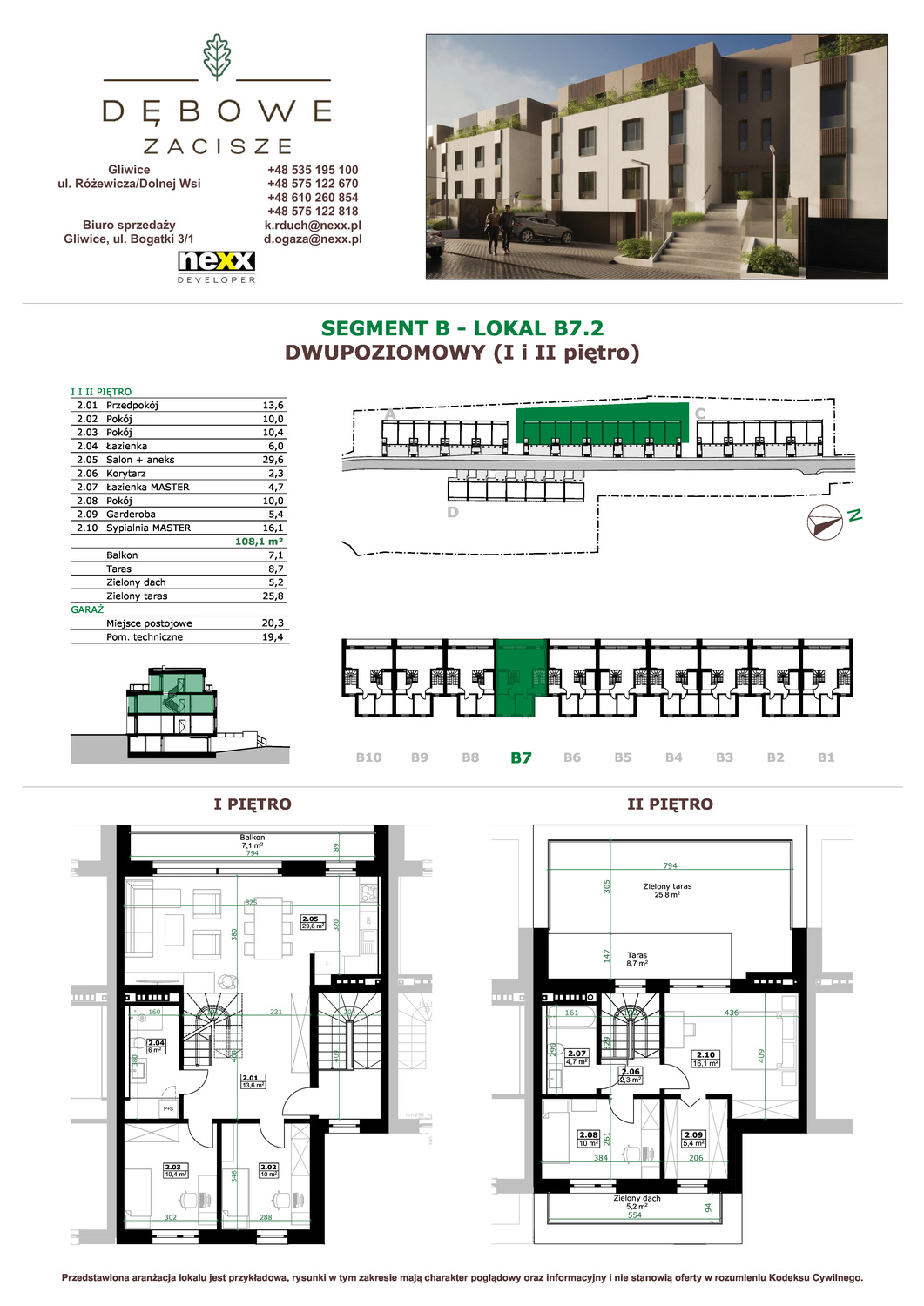 Mieszkanie 108,10 m², piętro 1, oferta nr B7.2, Dębowe Zacisze, Gliwice, Wójtowa Wieś, ul. Dolnej Wsi-idx