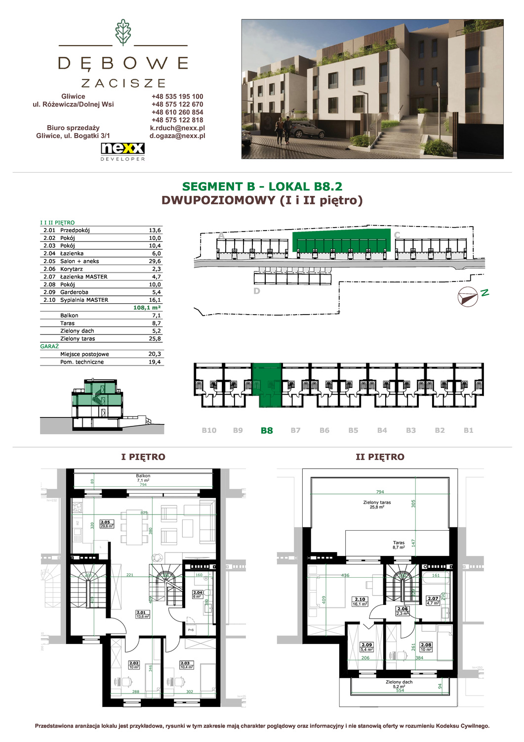 Mieszkanie 108,10 m², piętro 1, oferta nr B8.2, Dębowe Zacisze, Gliwice, Wójtowa Wieś, ul. Dolnej Wsi-idx