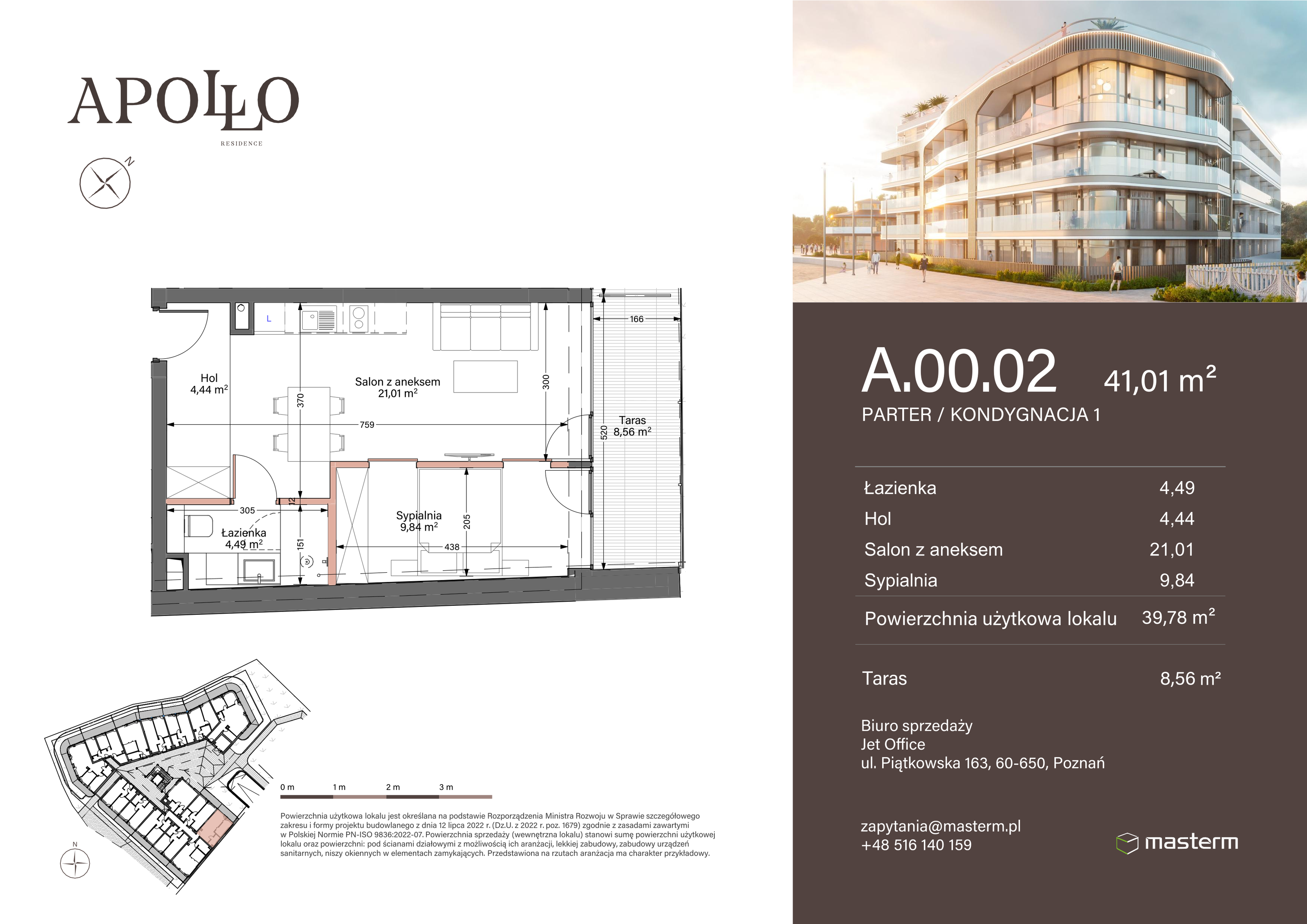 Apartament 41,01 m², parter, oferta nr A.0.02, Apollo Residence, Darłowo, ul. Kąpielowa 11-idx