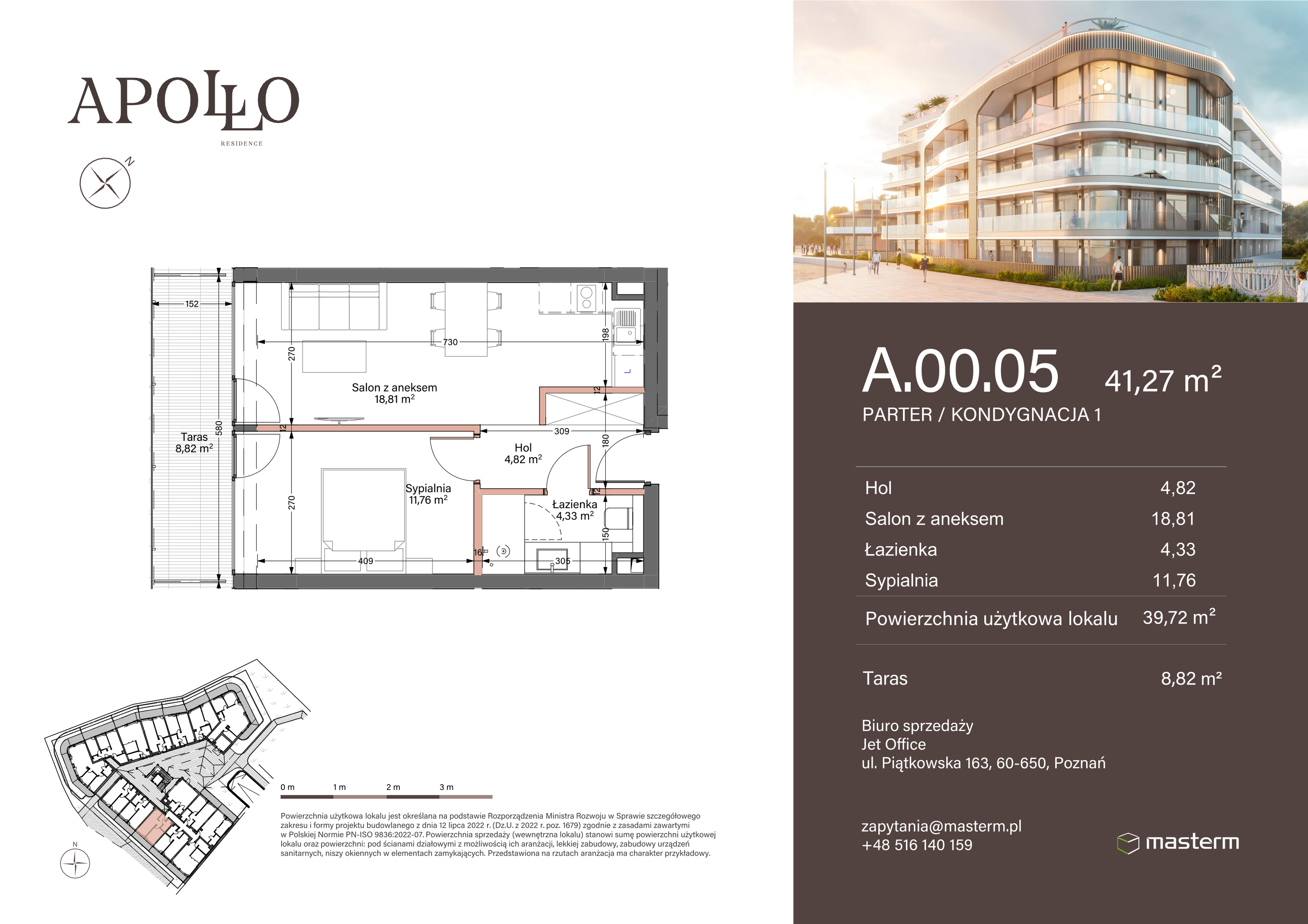 Apartament 41,27 m², parter, oferta nr A.0.05, Apollo Residence, Darłowo, ul. Kąpielowa 11-idx