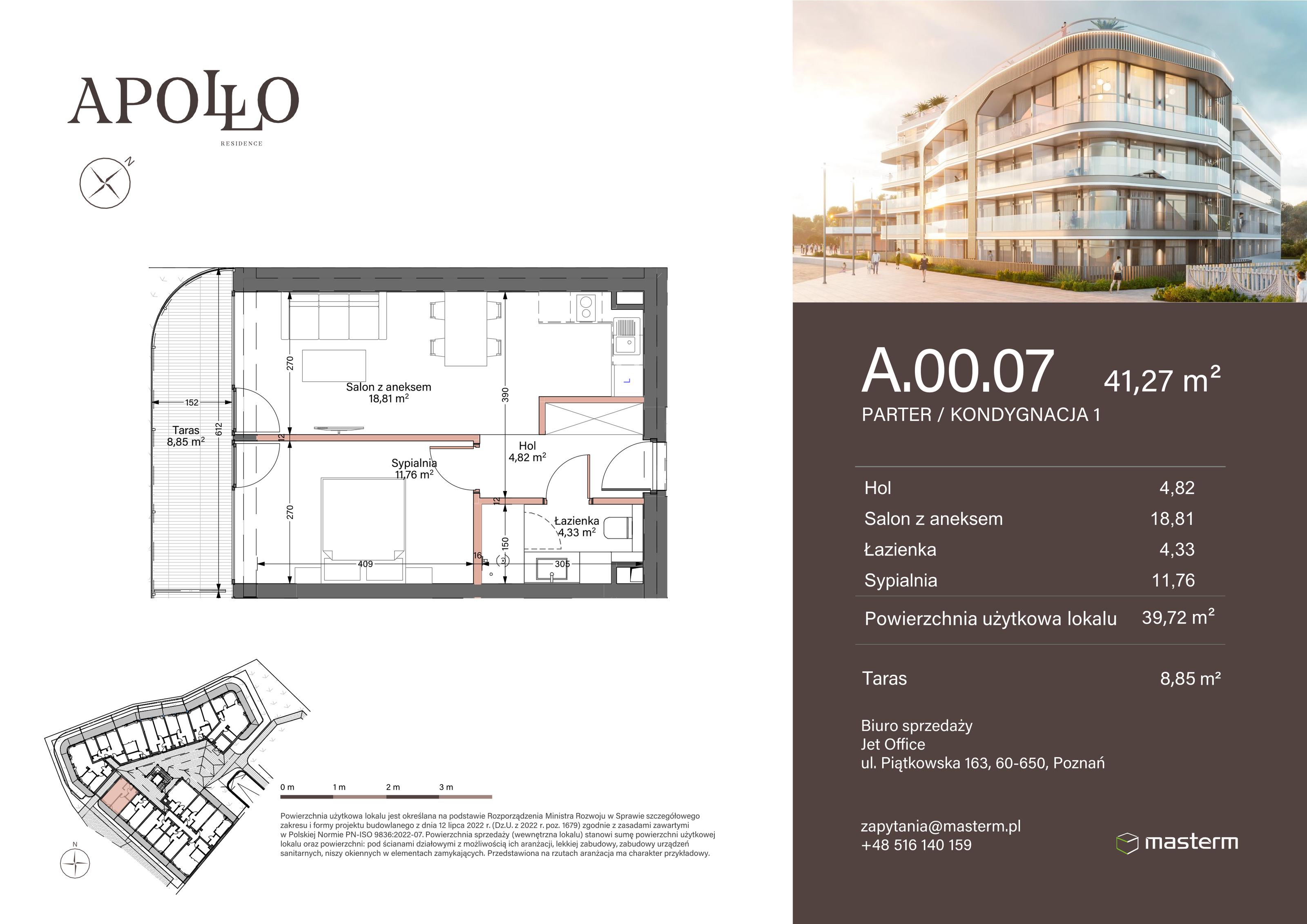 Apartament 41,27 m², parter, oferta nr A.0.07, Apollo Residence, Darłowo, ul. Kąpielowa 11-idx