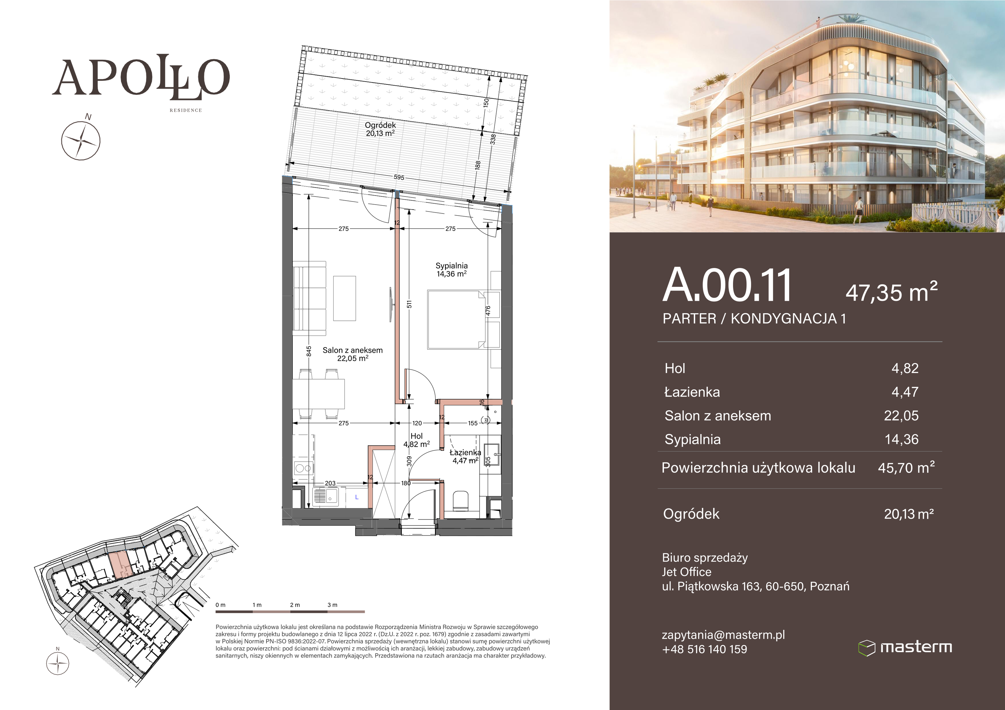 Apartament 47,35 m², parter, oferta nr A.0.11, Apollo Residence, Darłowo, ul. Kąpielowa 11-idx