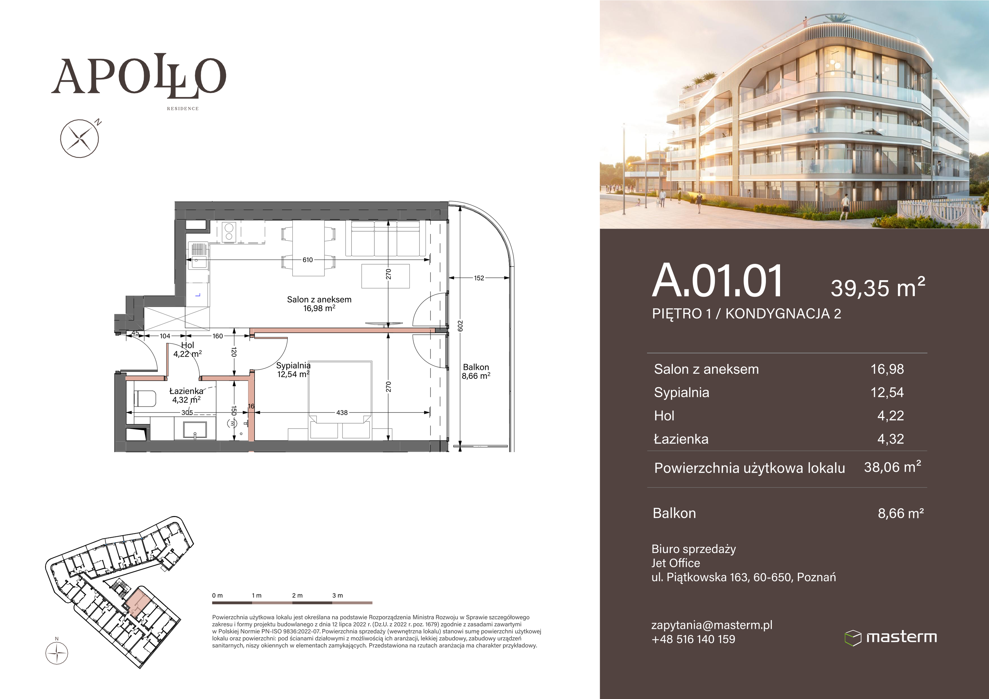 Apartament 39,35 m², piętro 1, oferta nr A.1.01, Apollo Residence, Darłowo, ul. Kąpielowa 11-idx