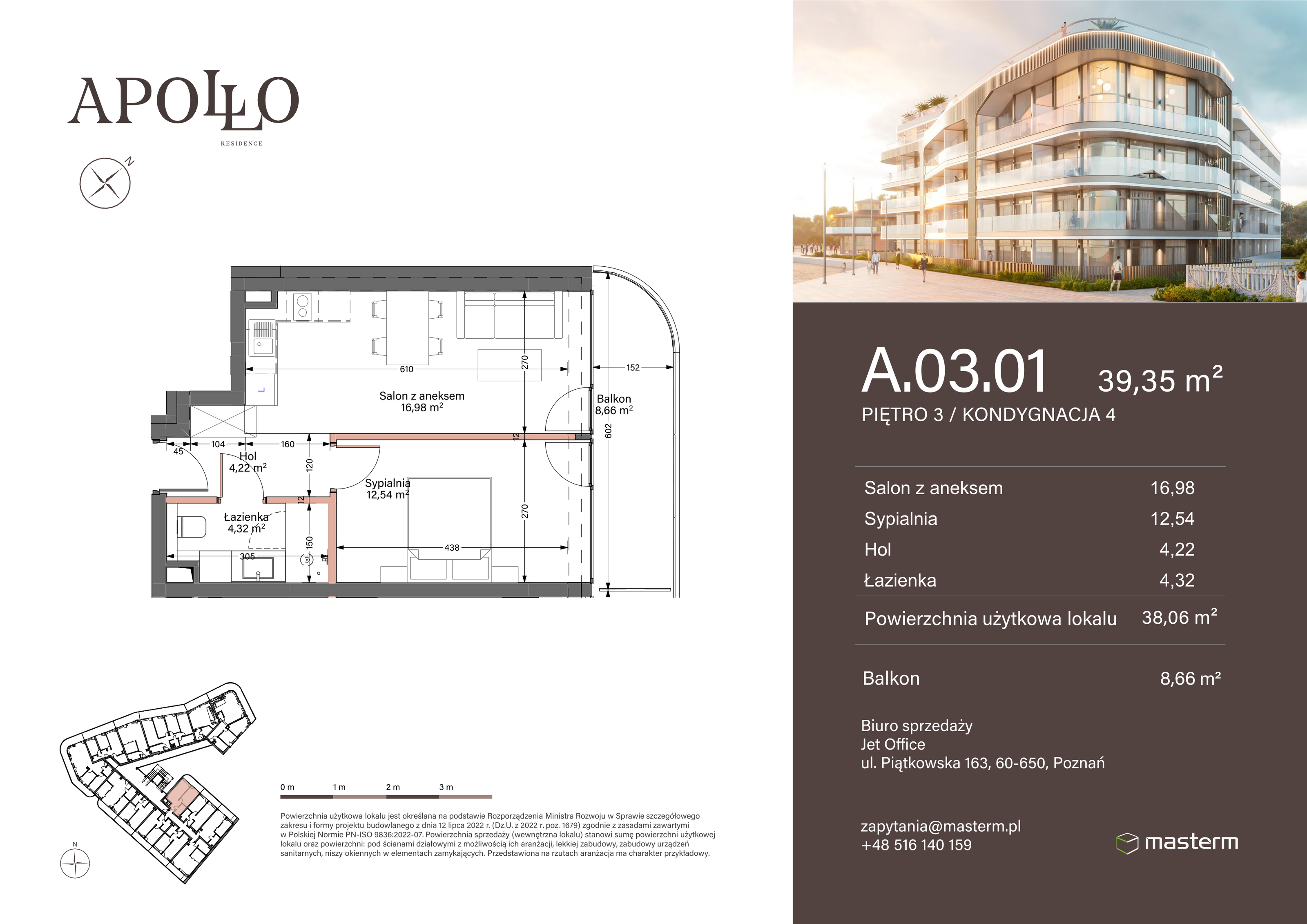 Apartament 39,35 m², piętro 3, oferta nr A.3.01, Apollo Residence, Darłowo, ul. Kąpielowa 11-idx