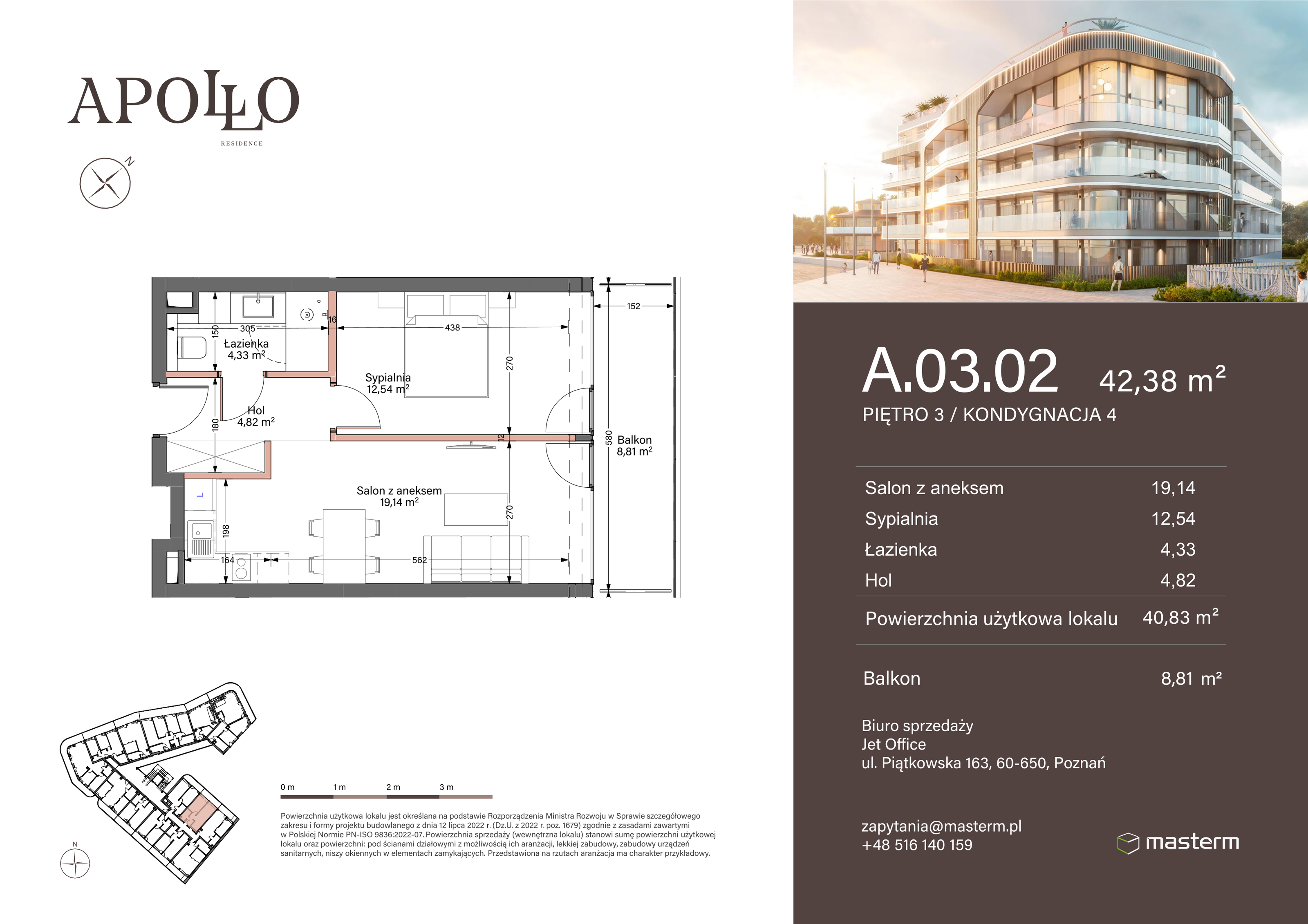 Apartament 42,38 m², piętro 3, oferta nr A.3.02, Apollo Residence, Darłowo, ul. Kąpielowa 11-idx