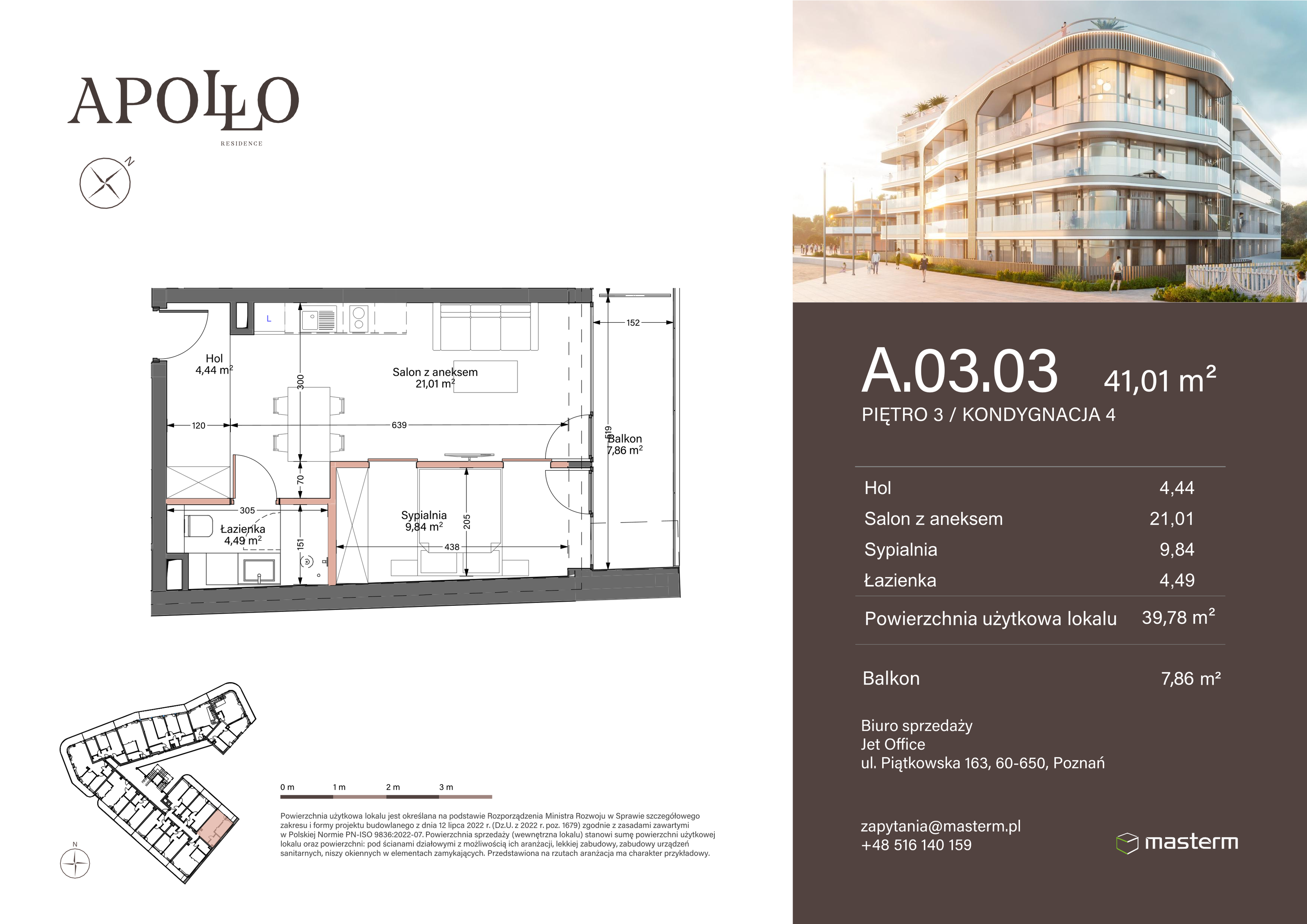 Apartament 41,01 m², piętro 3, oferta nr A.3.03, Apollo Residence, Darłowo, ul. Kąpielowa 11-idx