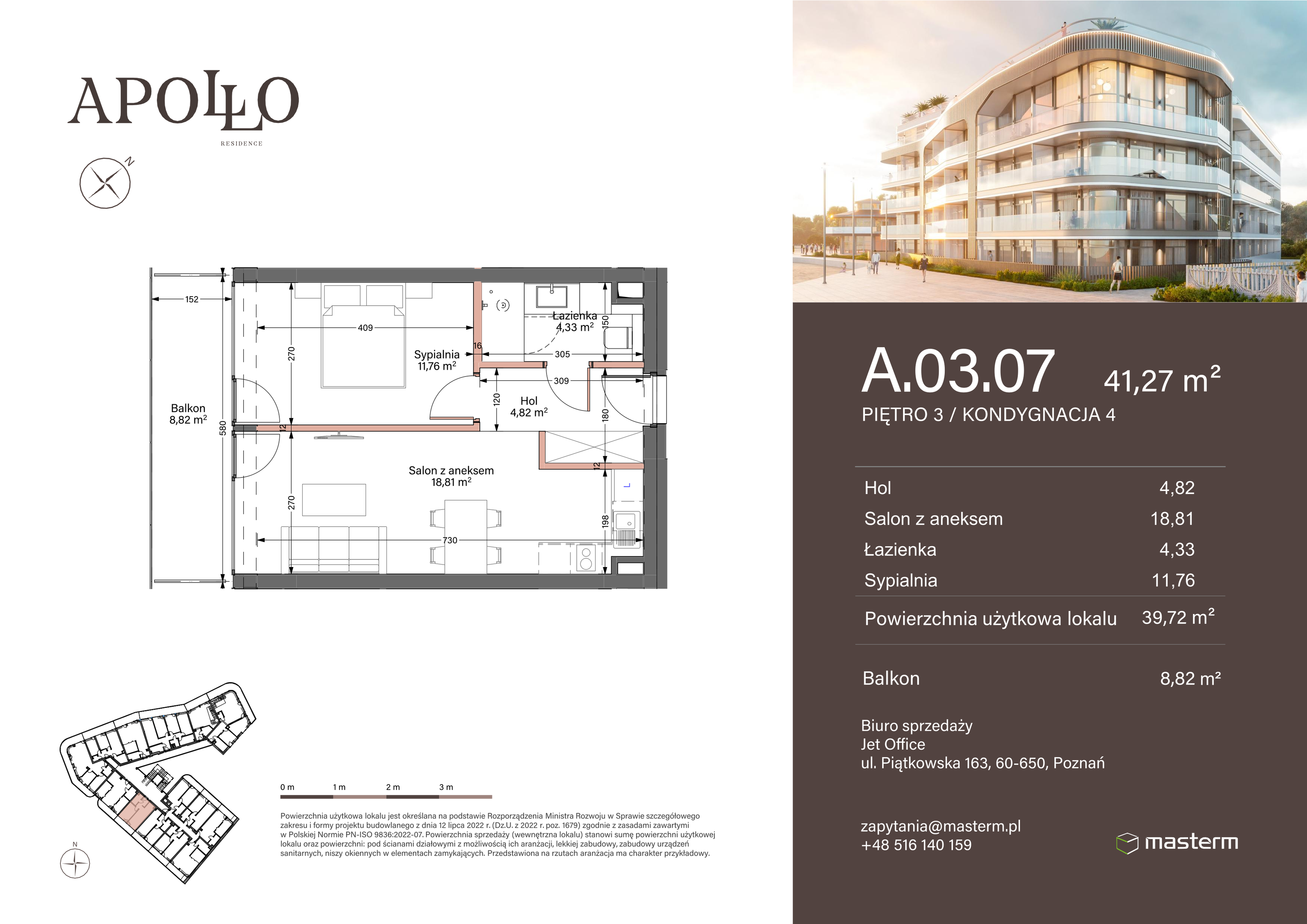 Apartament 39,76 m², piętro 3, oferta nr A.3.07, Apollo Residence, Darłowo, ul. Kąpielowa 11-idx