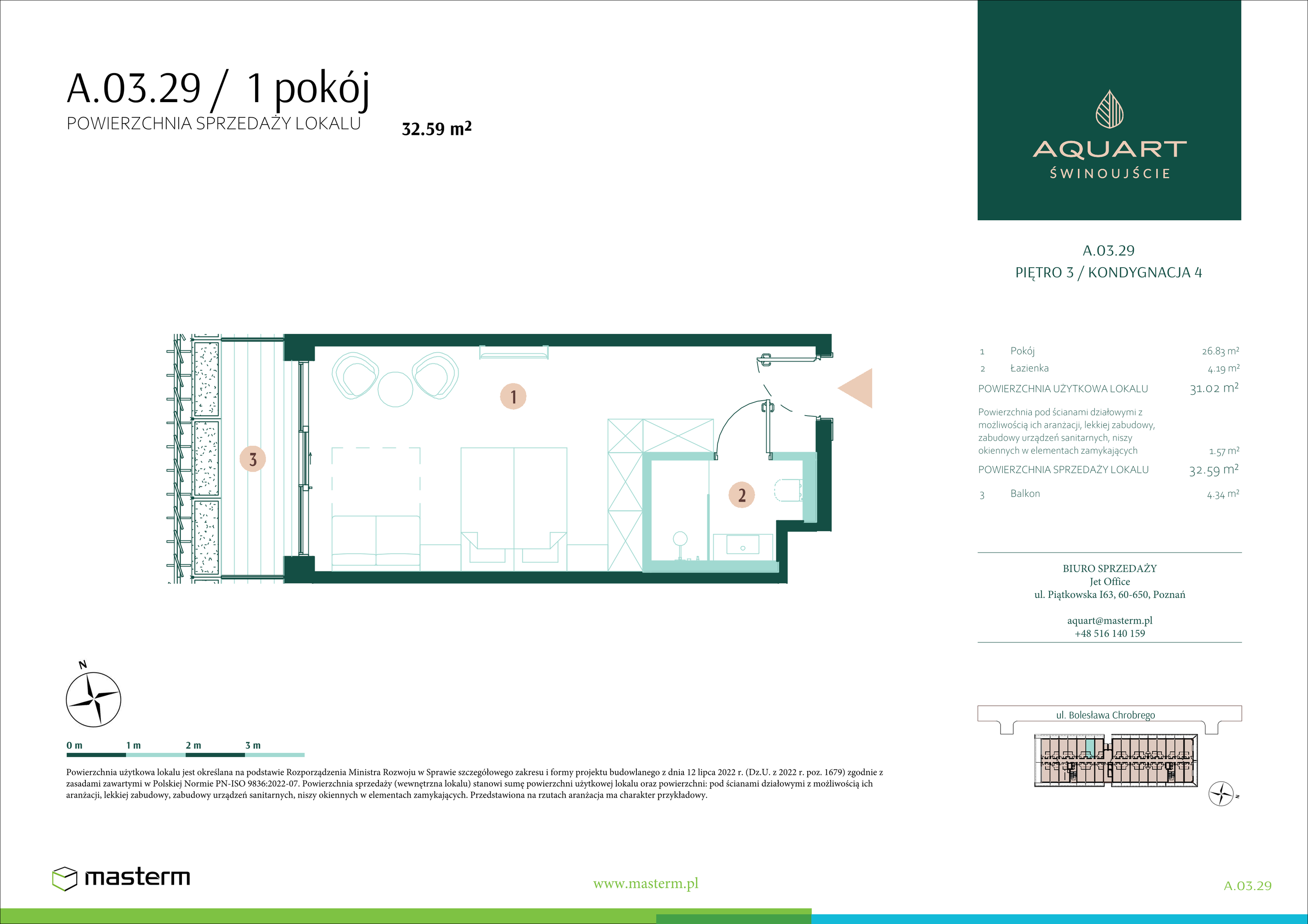 Apartament 32,59 m², piętro 3, oferta nr A/03/29, Aquart, Świnoujście, ul. Bolesława Chrobrego 35-idx