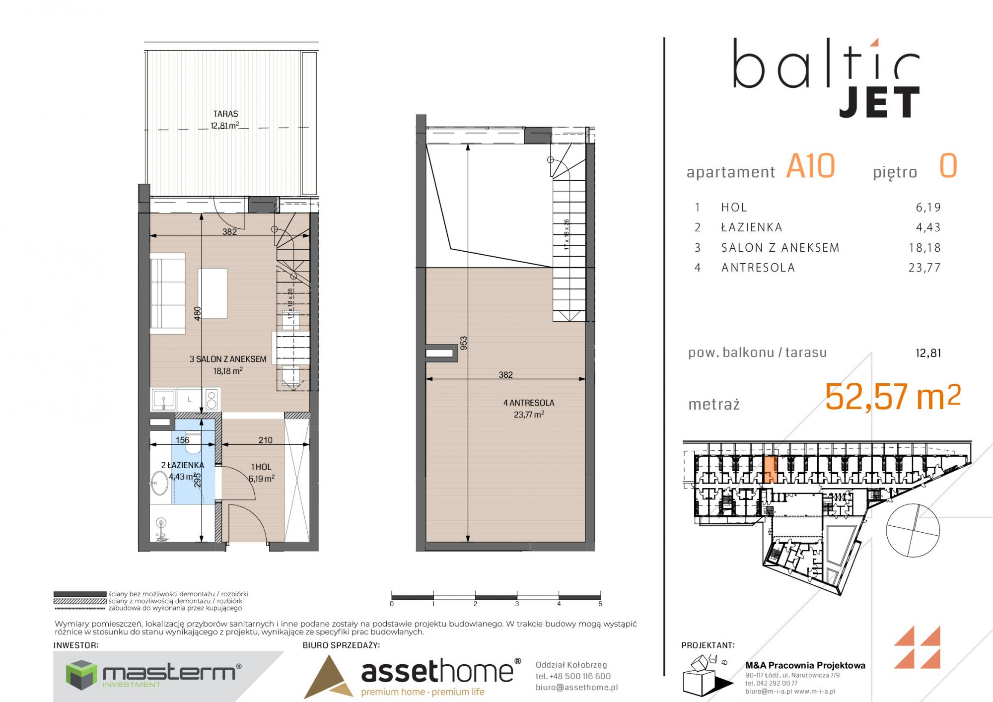 Apartament 52,57 m², parter, oferta nr A10, Baltic Jet, Ustronie Morskie, ul. Graniczna-idx