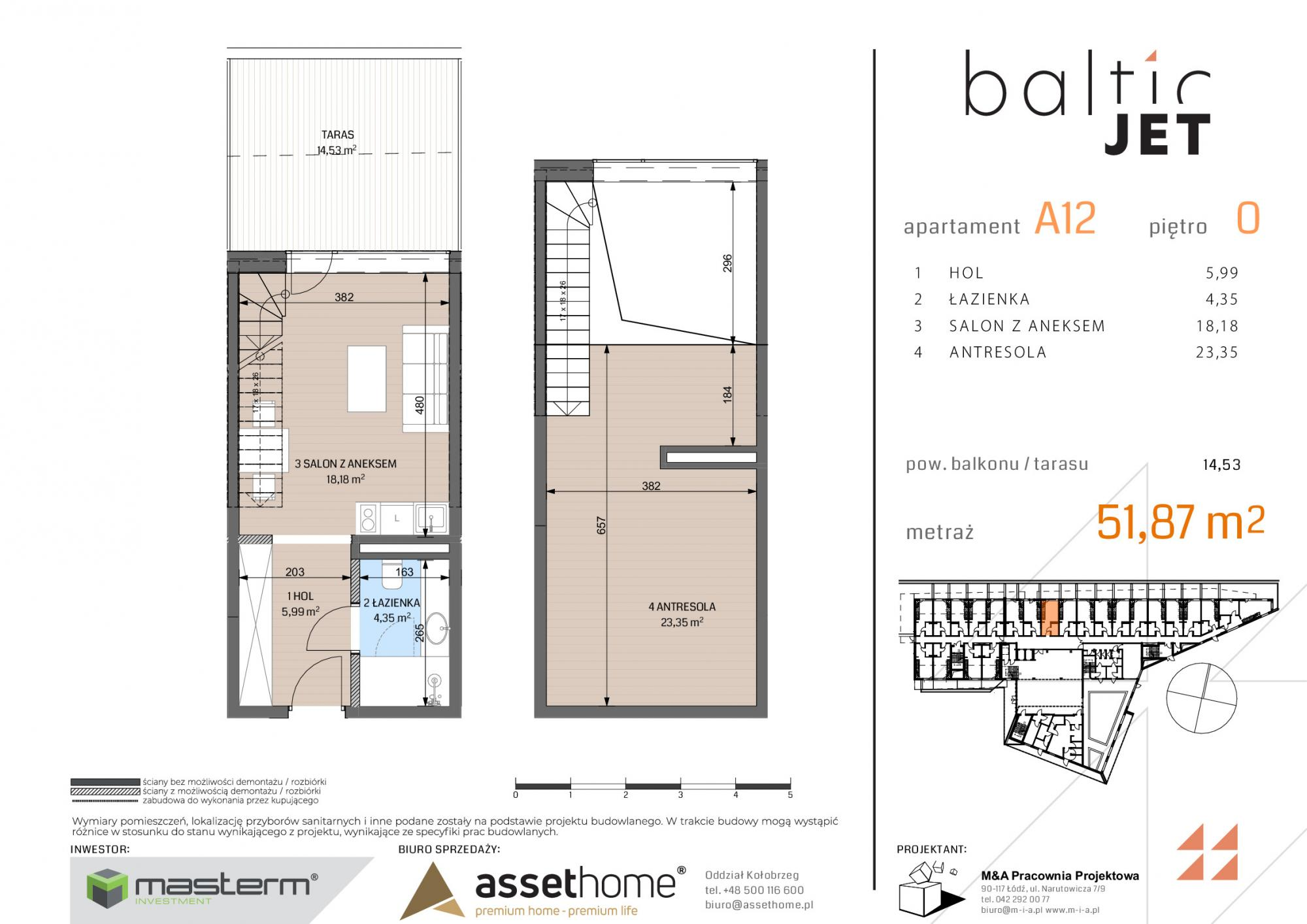 Apartament 51,87 m², parter, oferta nr A12, Baltic Jet, Ustronie Morskie, ul. Graniczna-idx