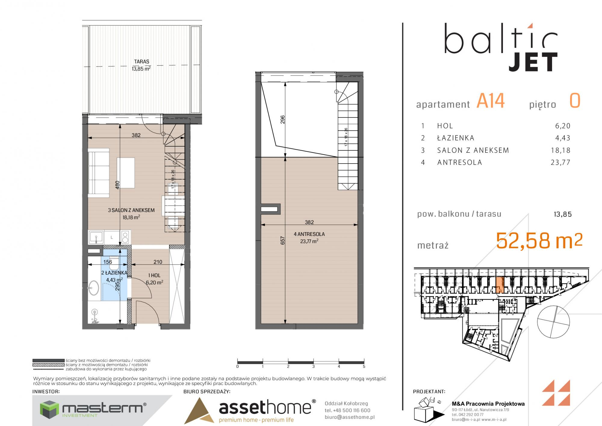 Apartament 52,58 m², parter, oferta nr A14, Baltic Jet, Ustronie Morskie, ul. Graniczna-idx