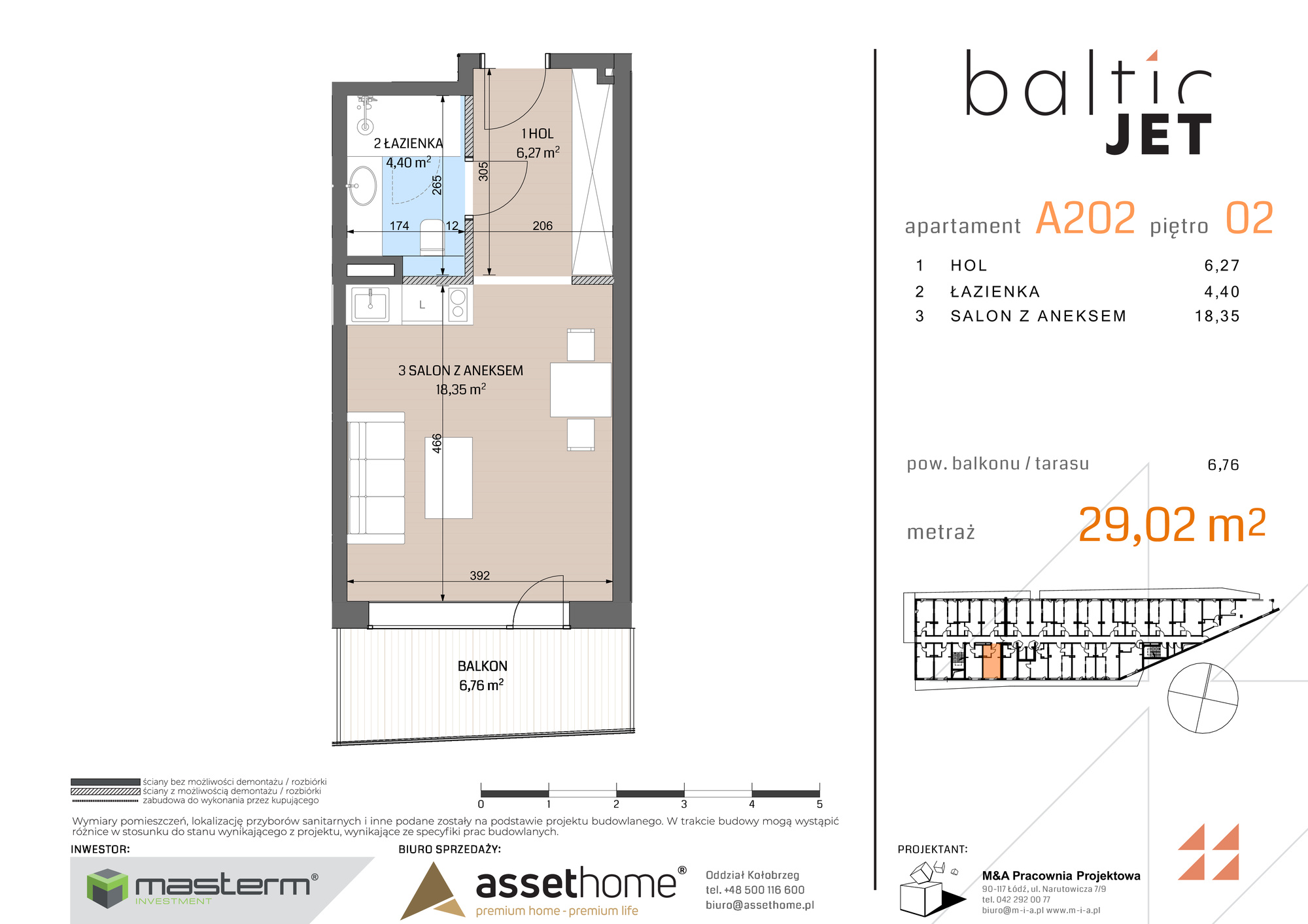 Apartament 29,02 m², piętro 2, oferta nr A202, Baltic Jet, Ustronie Morskie, ul. Graniczna-idx