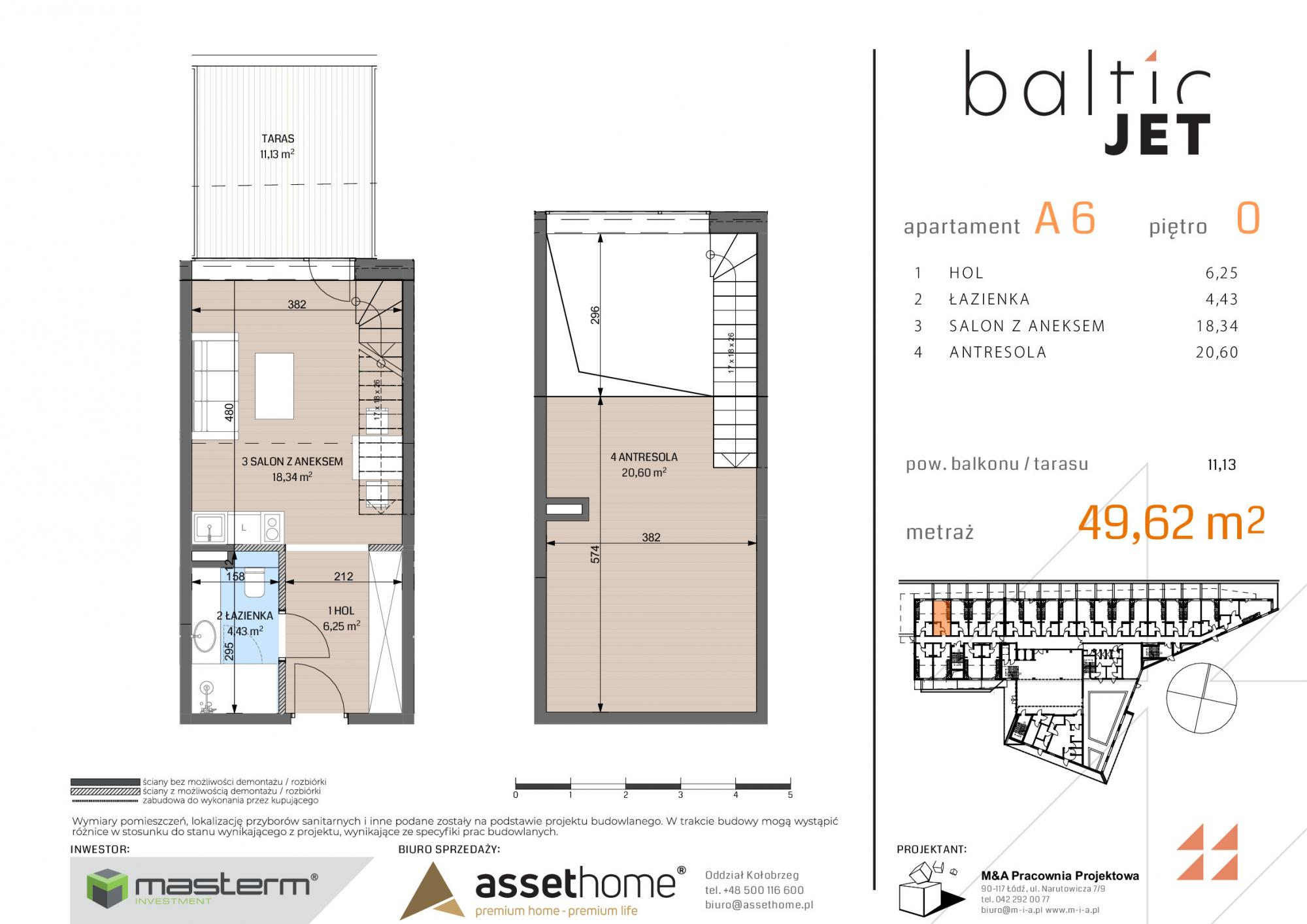 Apartament 49,62 m², parter, oferta nr A6, Baltic Jet, Ustronie Morskie, ul. Graniczna-idx