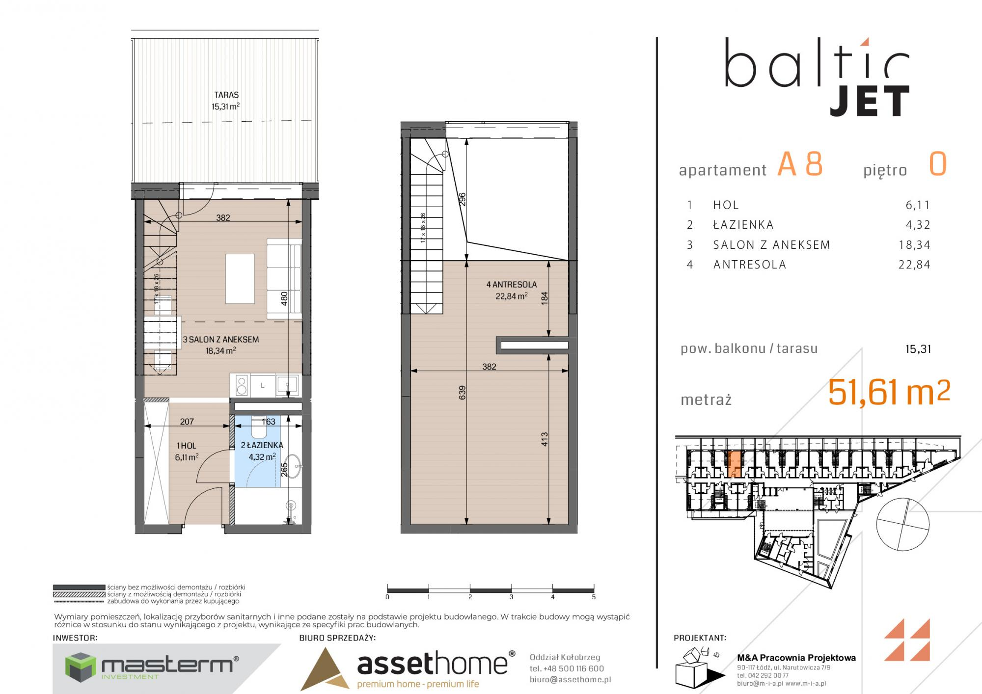 Apartament 51,61 m², parter, oferta nr A8, Baltic Jet, Ustronie Morskie, ul. Graniczna-idx