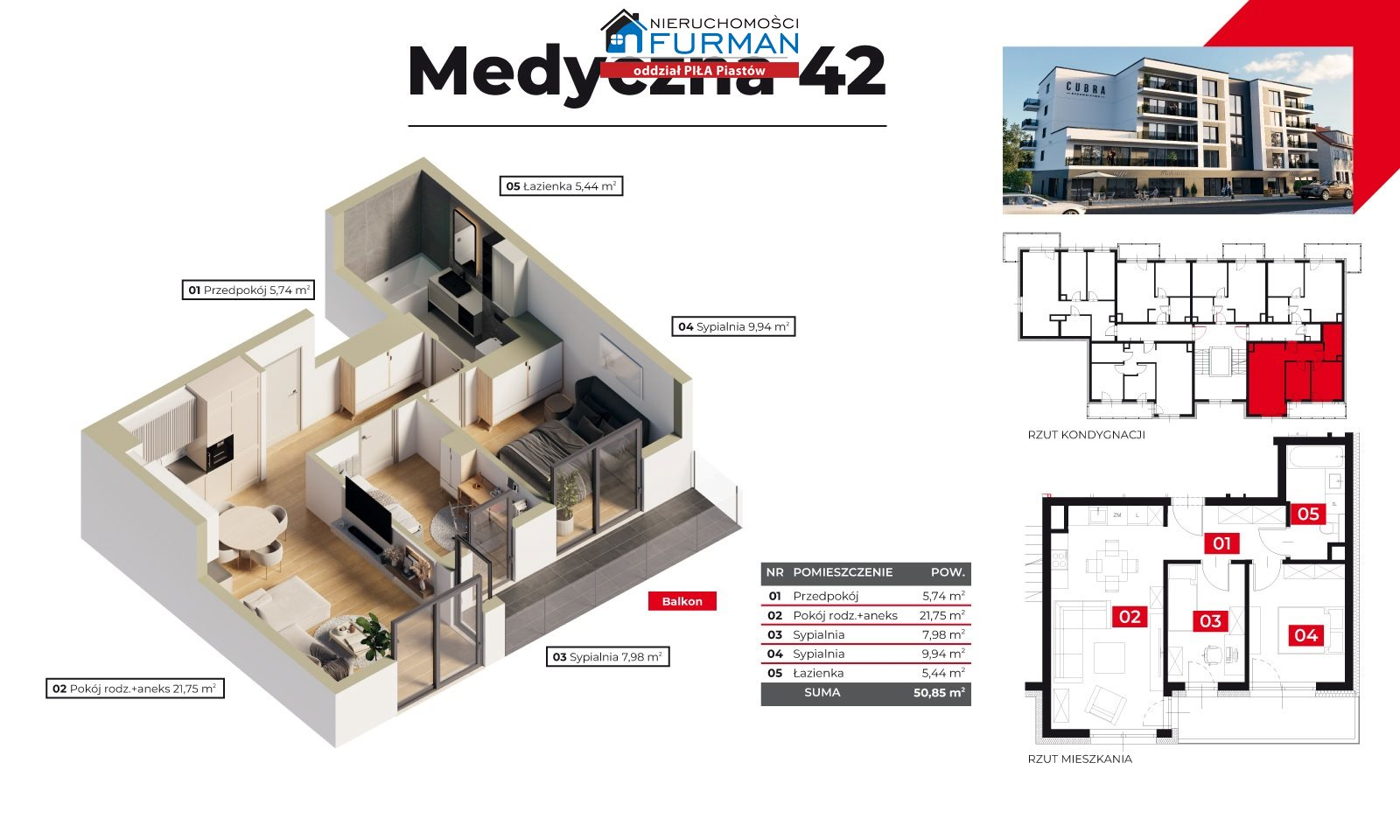 Mieszkanie 50,85 m², piętro 2, oferta nr , FRP-MS-196566-1, Piła, Górne-idx