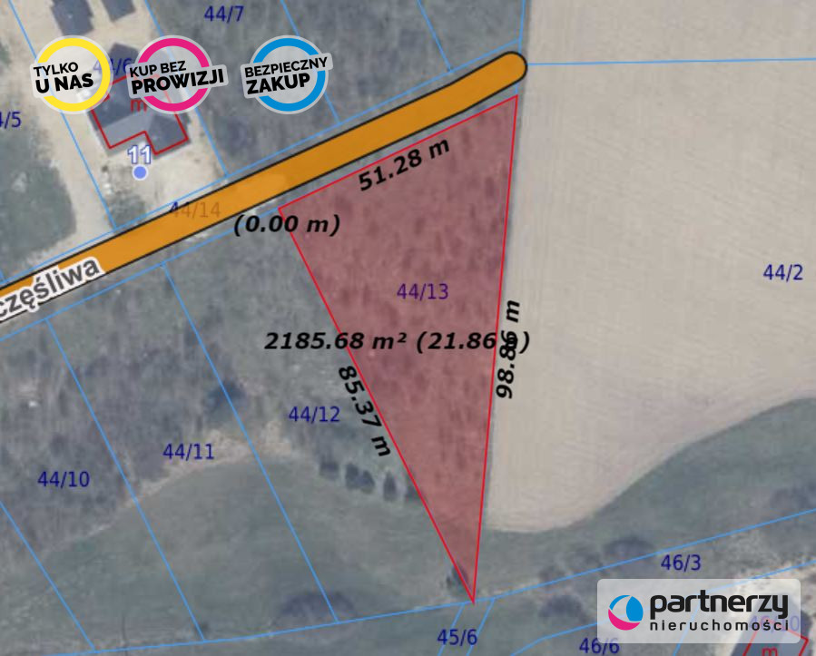 Działka 2 183,00 m², oferta nr , PAN413372, Przyjaźń, Szczęśliwa-idx