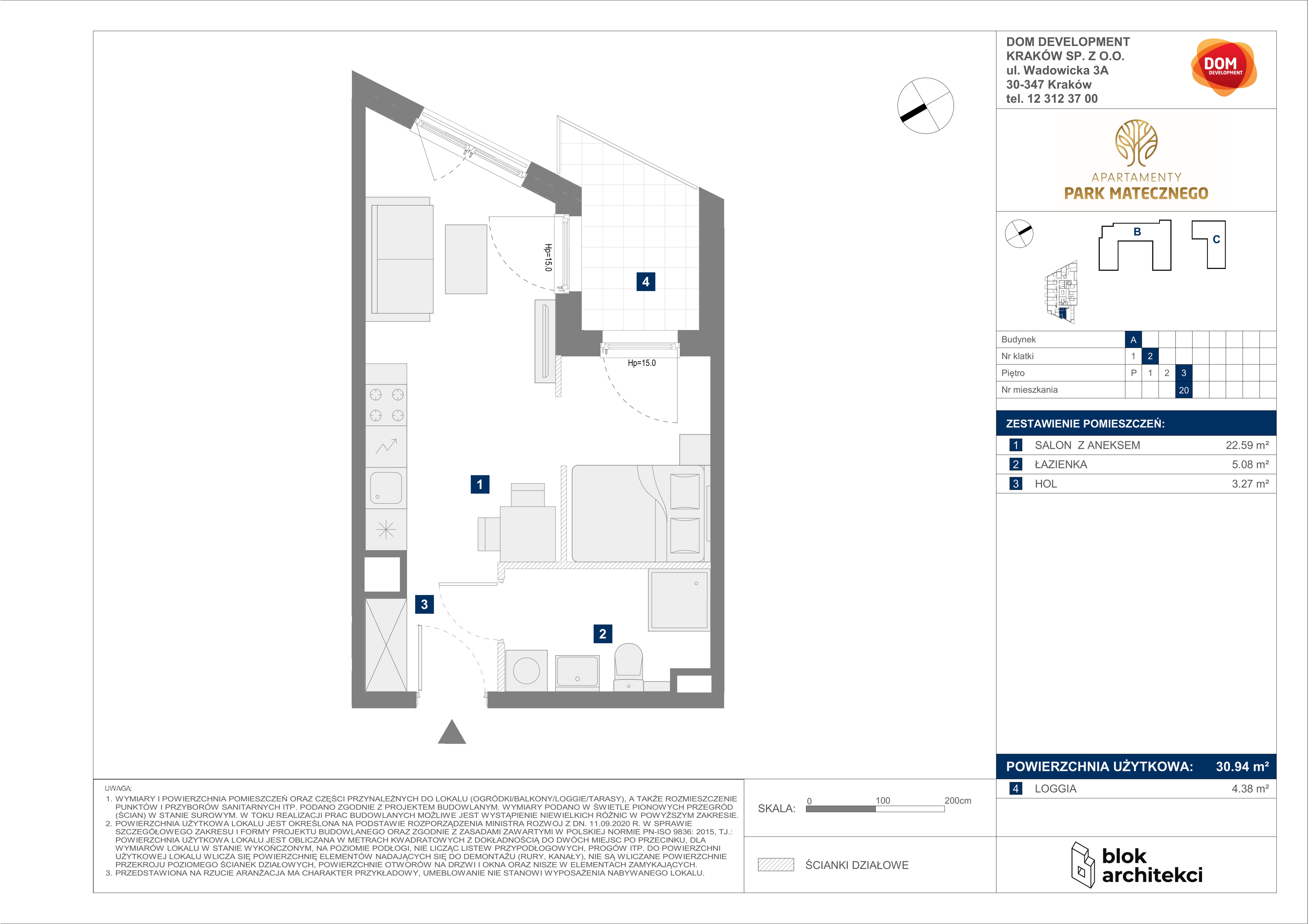 Mieszkanie 30,94 m², piętro 3, oferta nr A/20, Apartamenty Park Matecznego, Kraków, Podgórze, Mateczny, ul. Rydlówka 5-idx