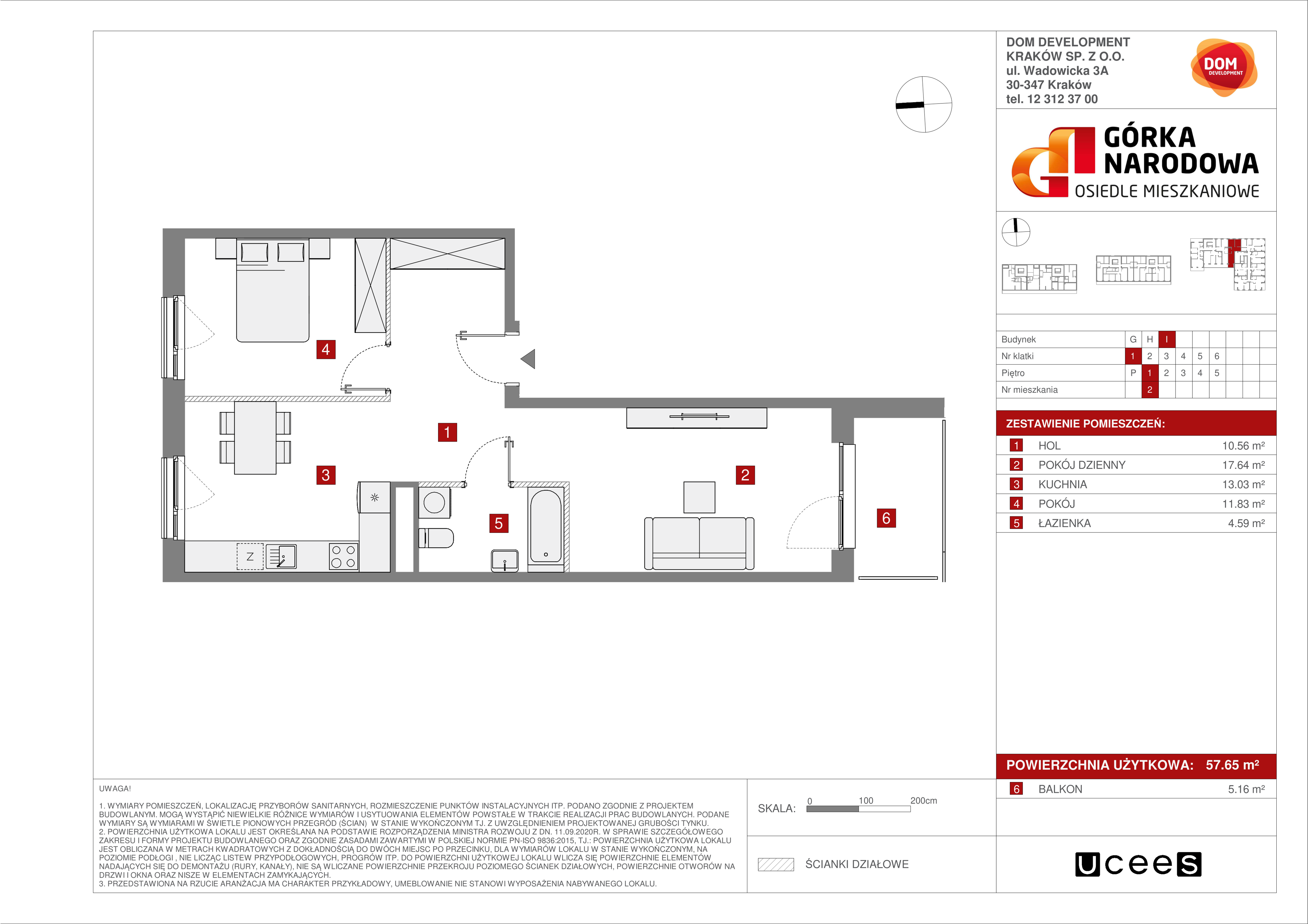 Mieszkanie 57,65 m², piętro 1, oferta nr I/2, Osiedle Górka Narodowa, Kraków, Prądnik Biały, Górka Narodowa, ul. Andrzeja Zauchy-idx