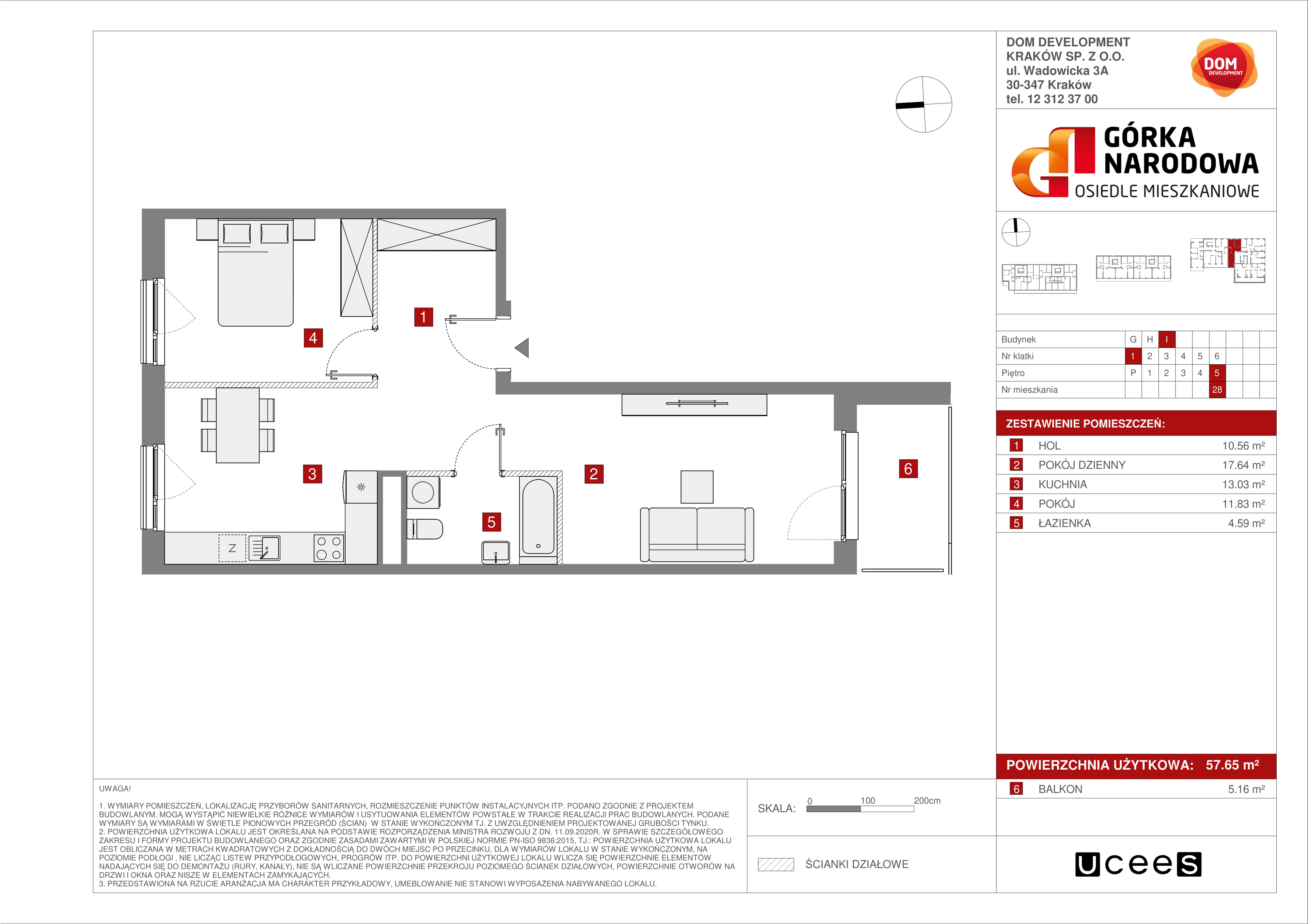 Mieszkanie 57,65 m², piętro 5, oferta nr I/28, Osiedle Górka Narodowa, Kraków, Prądnik Biały, Górka Narodowa, ul. Andrzeja Zauchy-idx