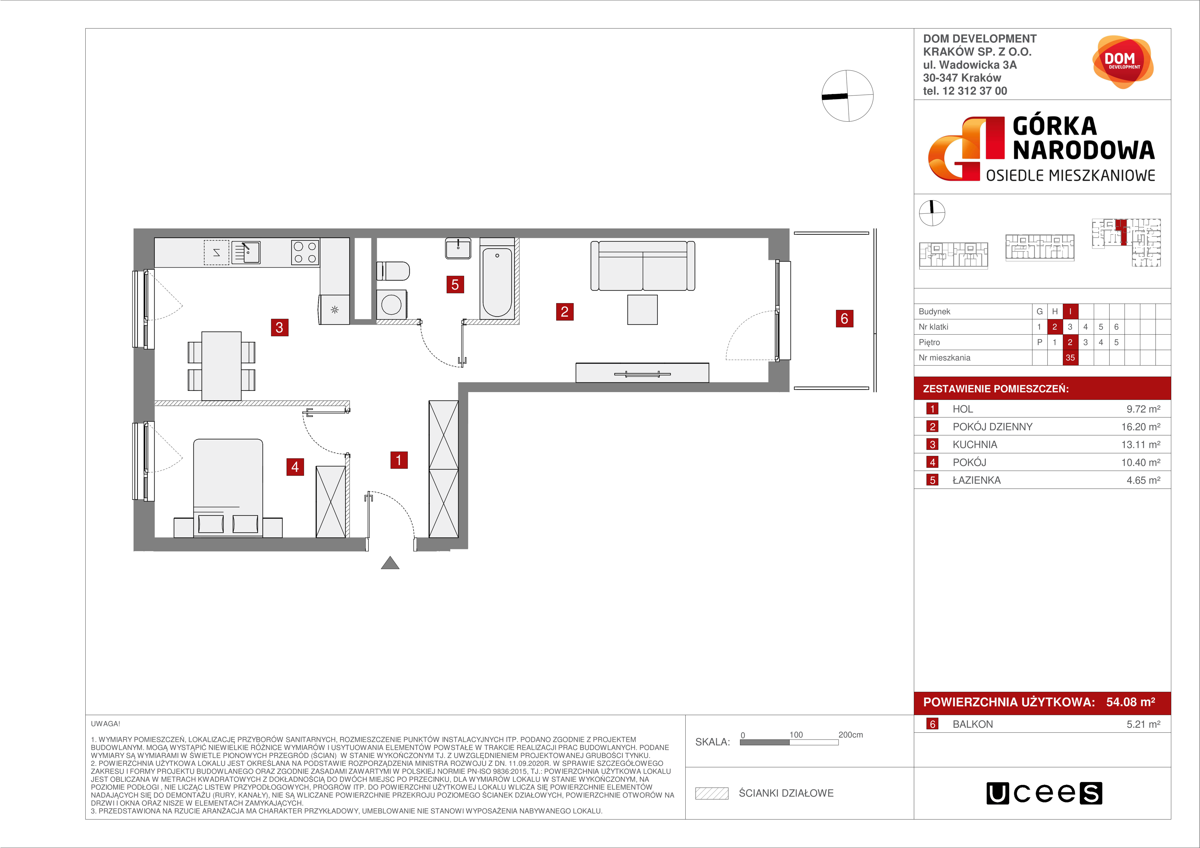 Mieszkanie 54,08 m², piętro 2, oferta nr I/35, Osiedle Górka Narodowa, Kraków, Prądnik Biały, Górka Narodowa, ul. Andrzeja Zauchy-idx