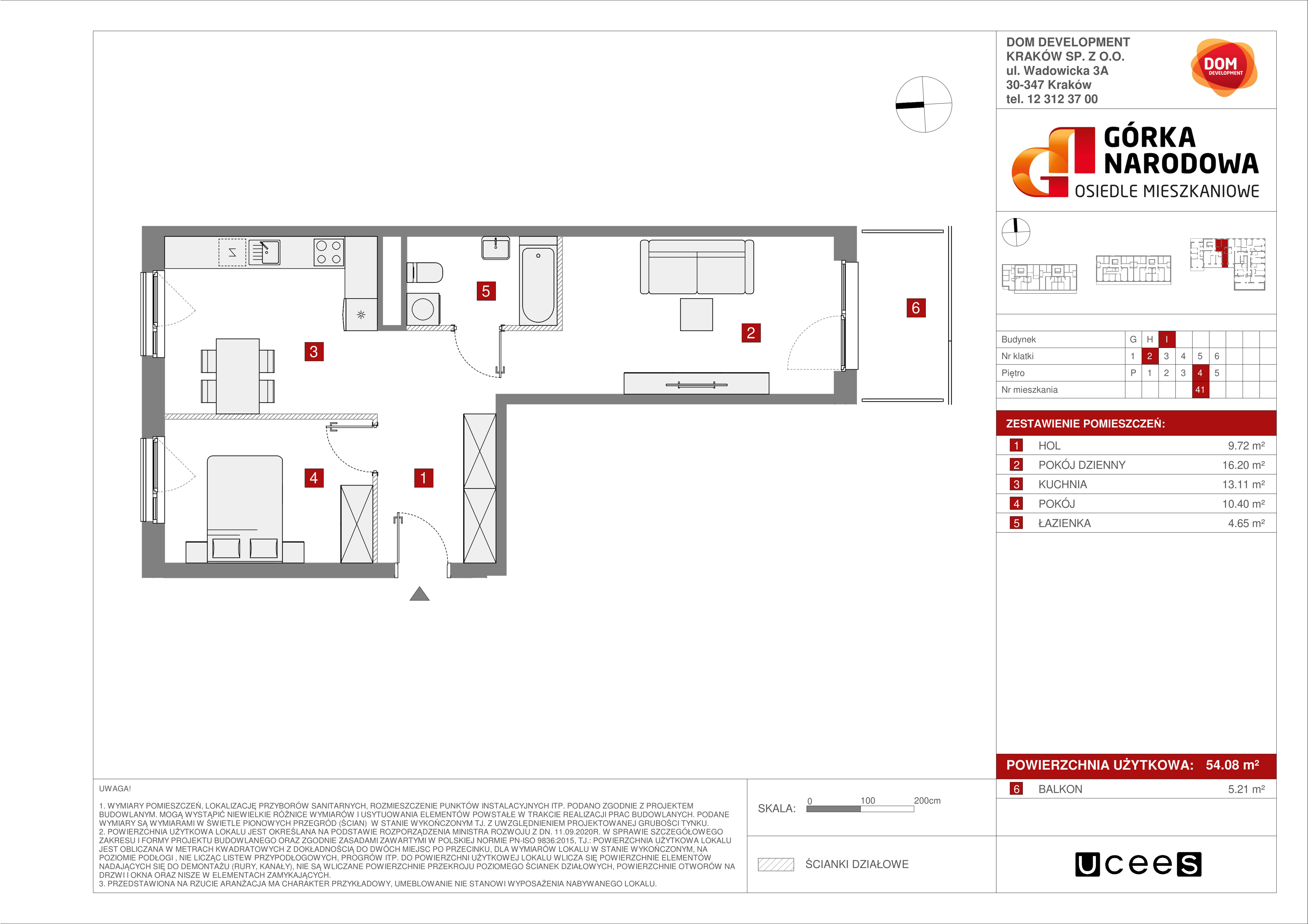 Mieszkanie 54,08 m², piętro 4, oferta nr I/41, Osiedle Górka Narodowa, Kraków, Prądnik Biały, Górka Narodowa, ul. Andrzeja Zauchy-idx