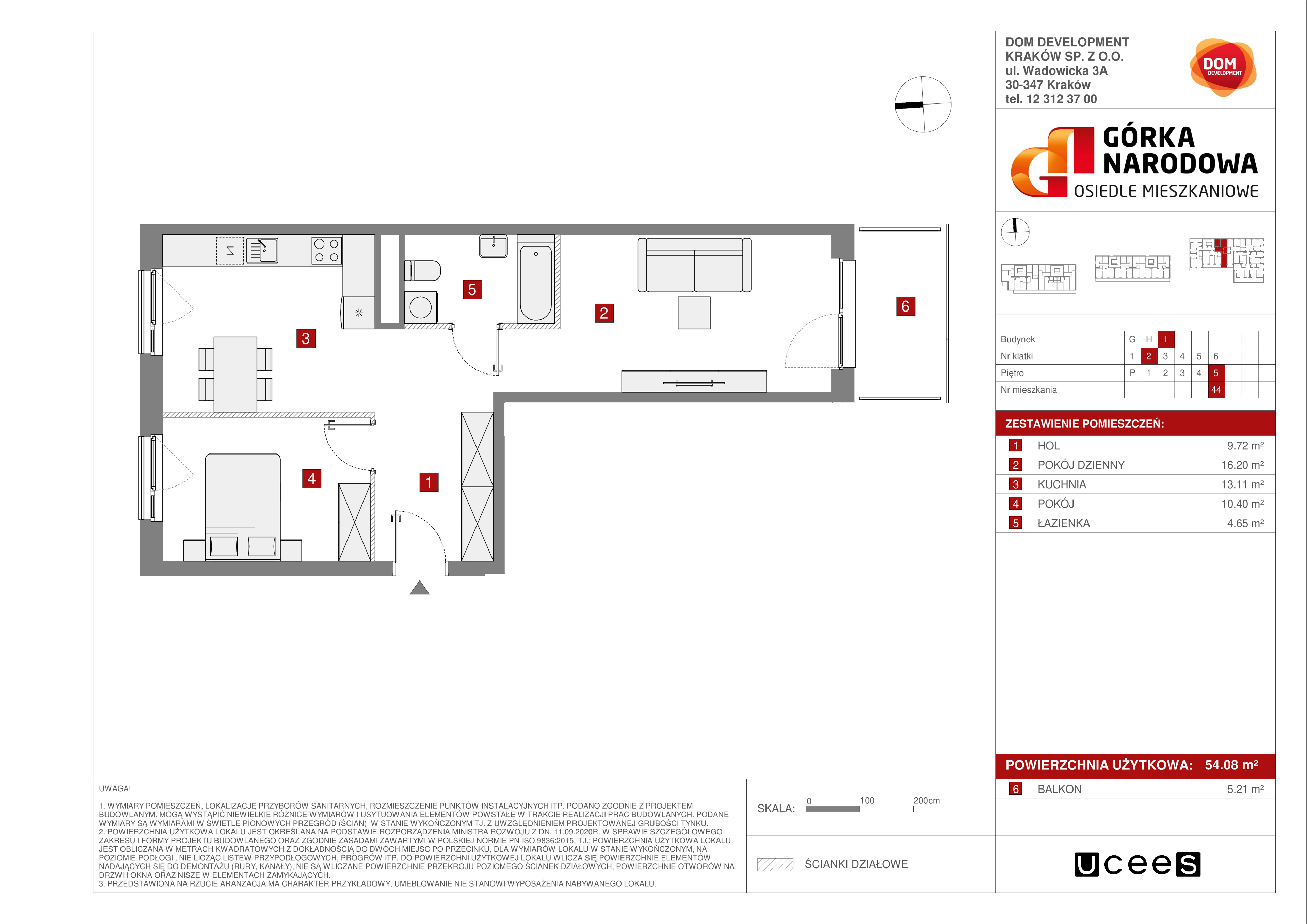 Mieszkanie 54,08 m², piętro 5, oferta nr I/44, Osiedle Górka Narodowa, Kraków, Prądnik Biały, Górka Narodowa, ul. Andrzeja Zauchy-idx