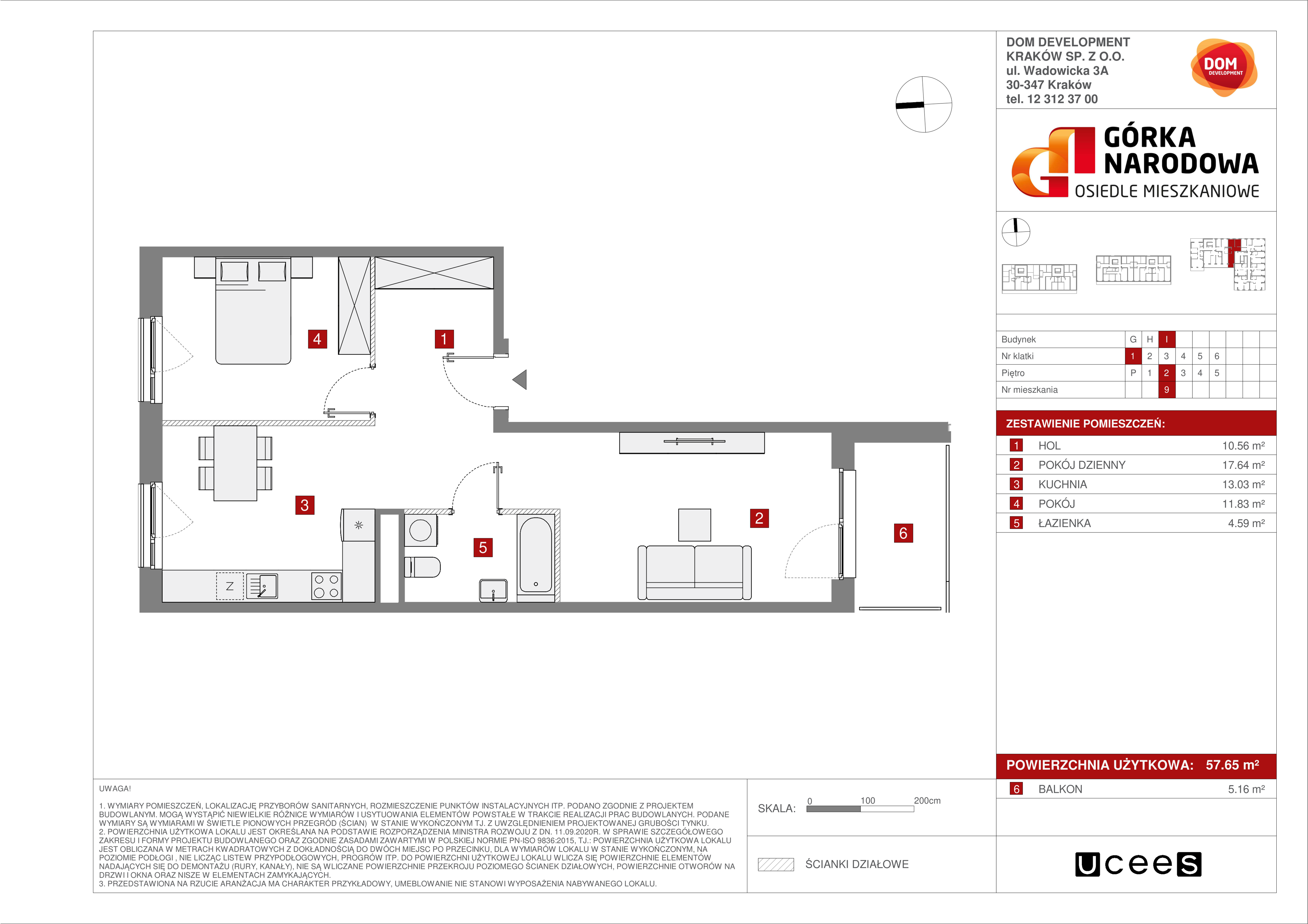 Mieszkanie 57,65 m², piętro 2, oferta nr I/9, Osiedle Górka Narodowa, Kraków, Prądnik Biały, Górka Narodowa, ul. Andrzeja Zauchy-idx