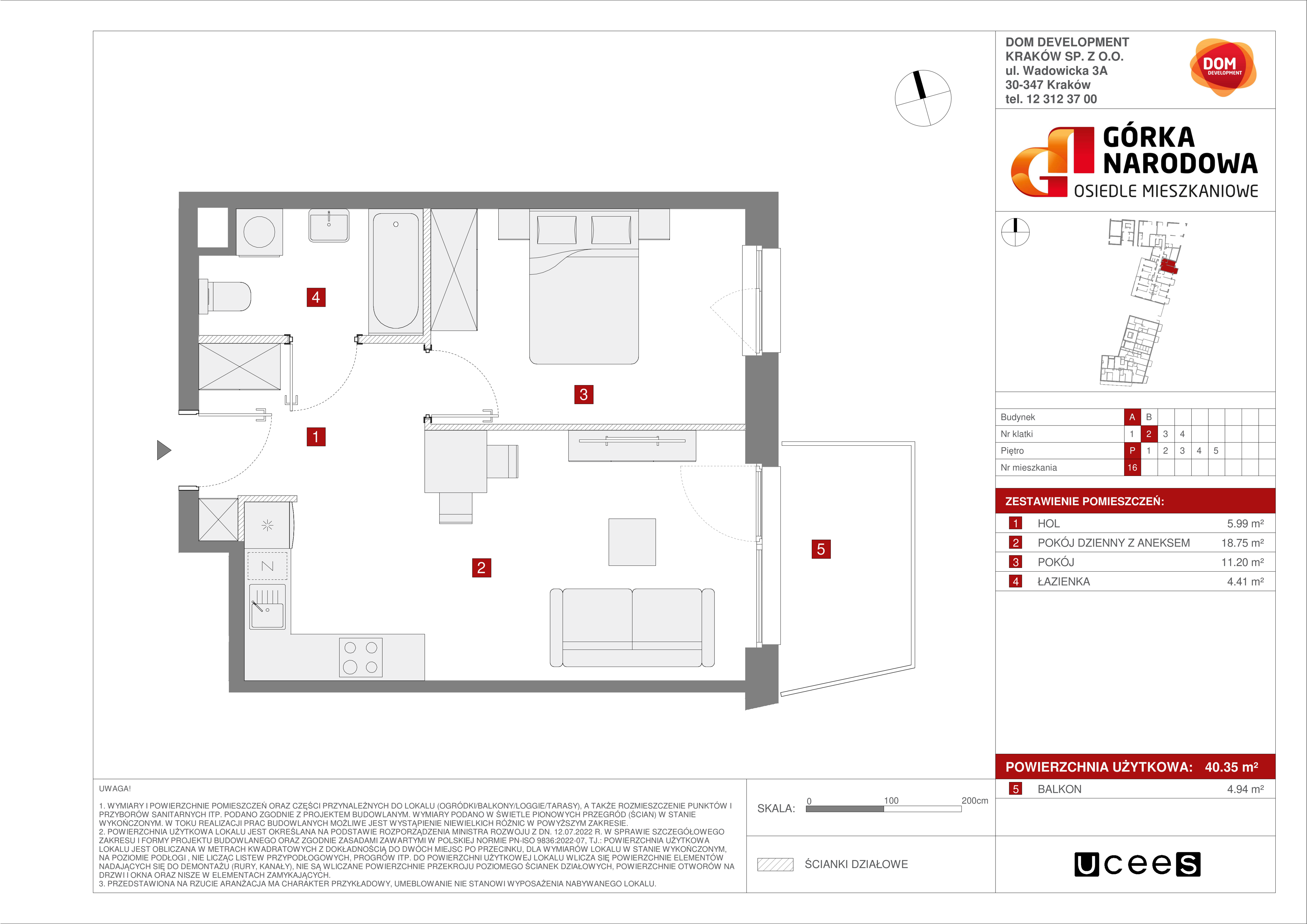 Mieszkanie 40,35 m², parter, oferta nr A/16, Osiedle Górka Narodowa etap 5, Kraków, Prądnik Biały, Górka Narodowa, ul. Papierni Prądnickich-idx