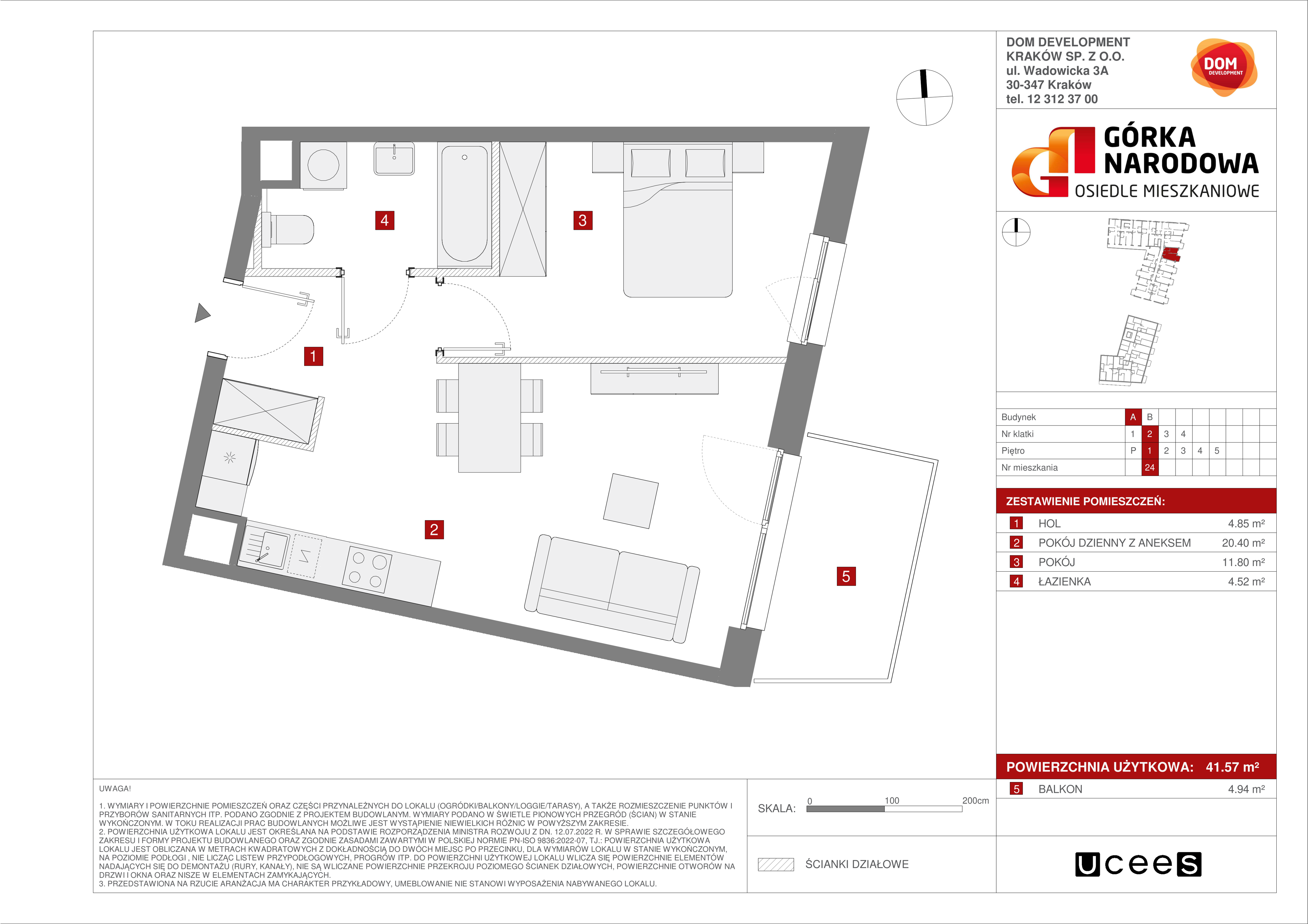 Mieszkanie 41,57 m², piętro 1, oferta nr A/24, Osiedle Górka Narodowa etap 5, Kraków, Prądnik Biały, Górka Narodowa, ul. Papierni Prądnickich-idx