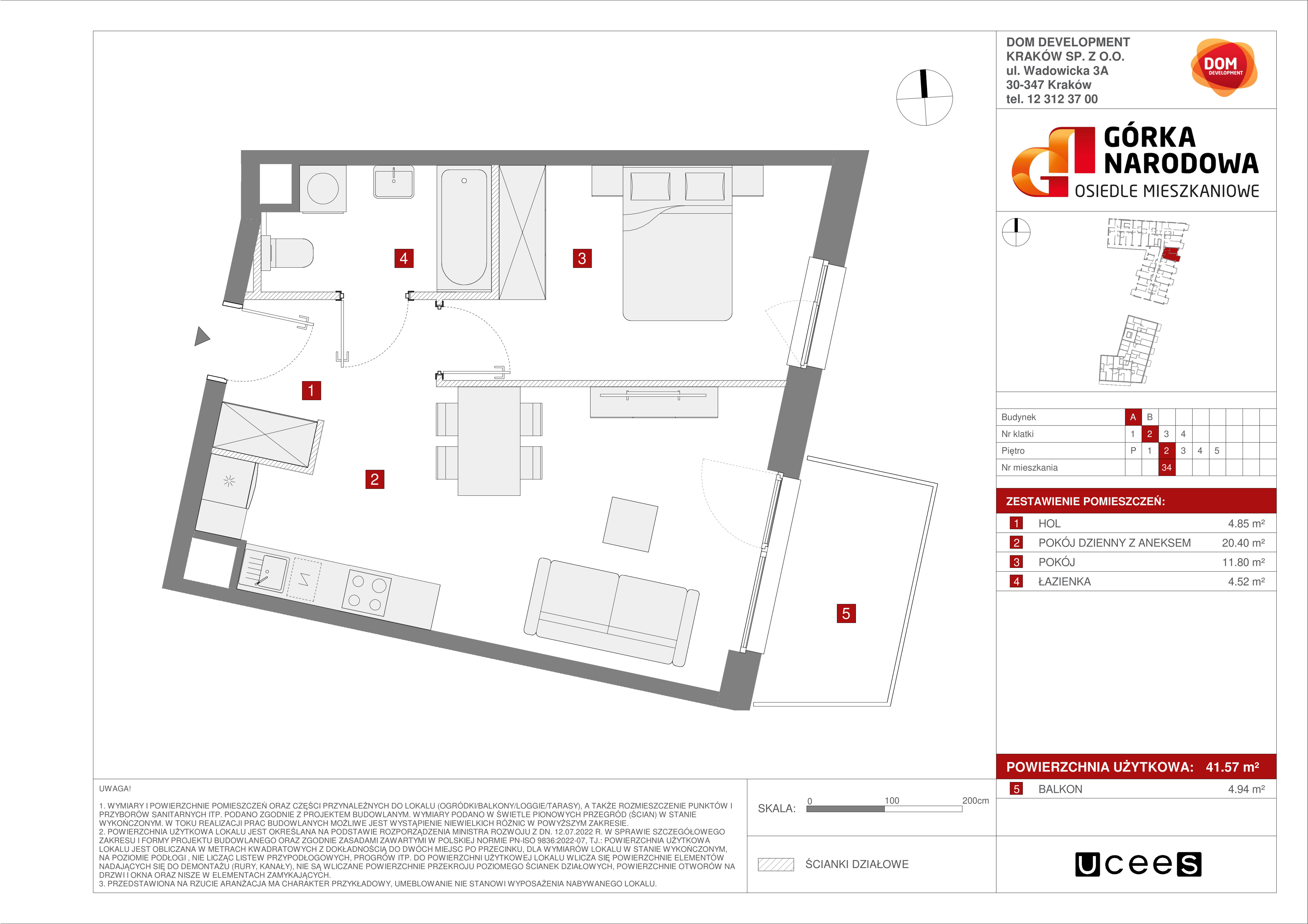 Mieszkanie 41,57 m², piętro 2, oferta nr A/34, Osiedle Górka Narodowa etap 5, Kraków, Prądnik Biały, Górka Narodowa, ul. Papierni Prądnickich-idx