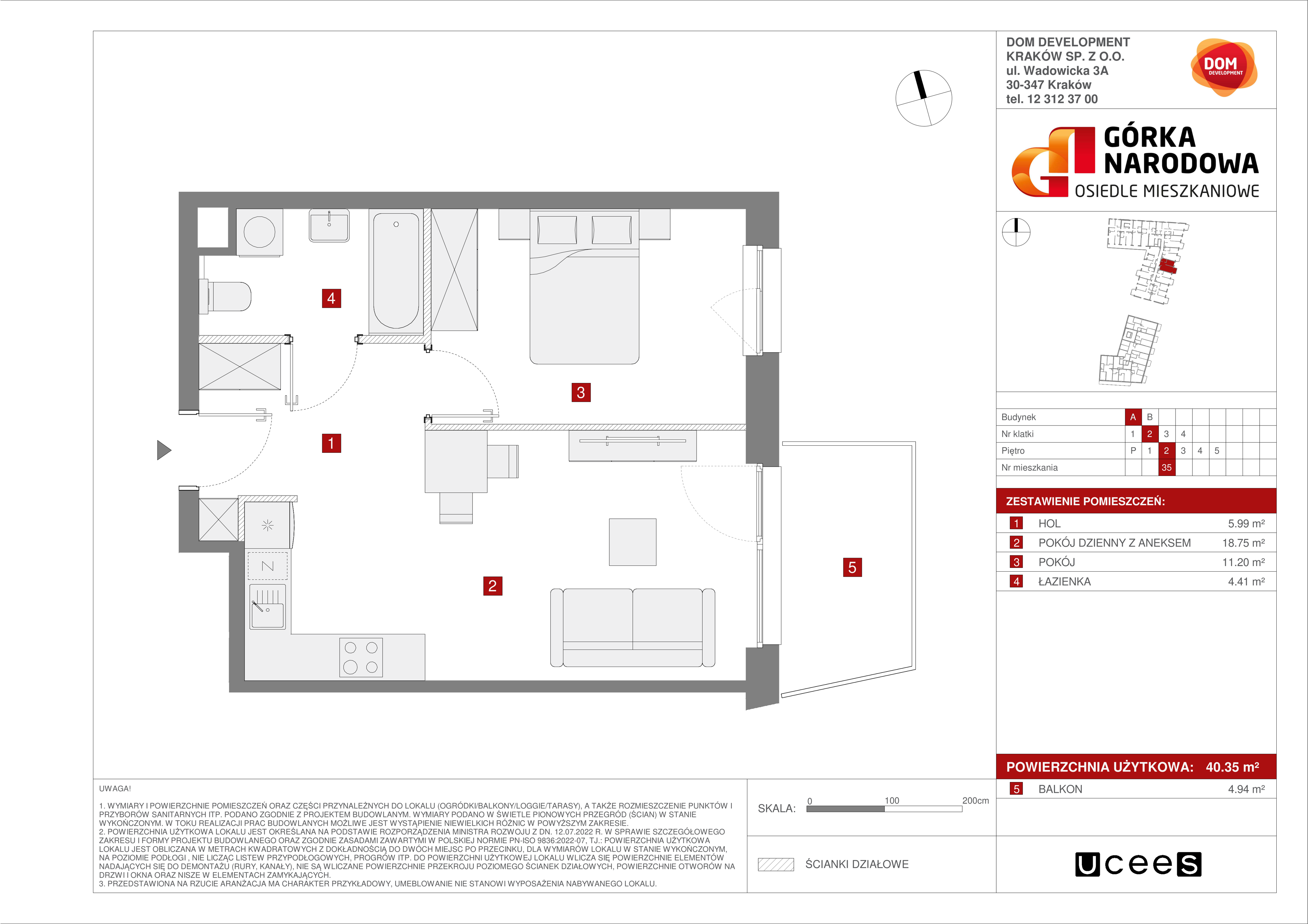 Mieszkanie 40,35 m², piętro 2, oferta nr A/35, Osiedle Górka Narodowa etap 5, Kraków, Prądnik Biały, Górka Narodowa, ul. Papierni Prądnickich-idx