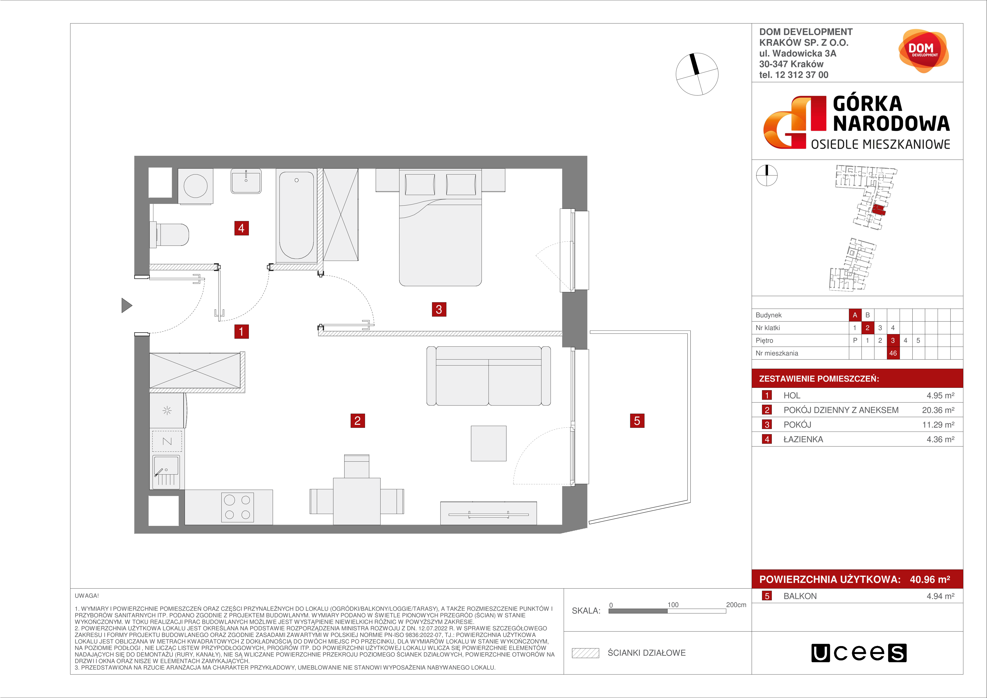 Mieszkanie 40,96 m², piętro 3, oferta nr A/46, Osiedle Górka Narodowa etap 5, Kraków, Prądnik Biały, Górka Narodowa, ul. Papierni Prądnickich-idx