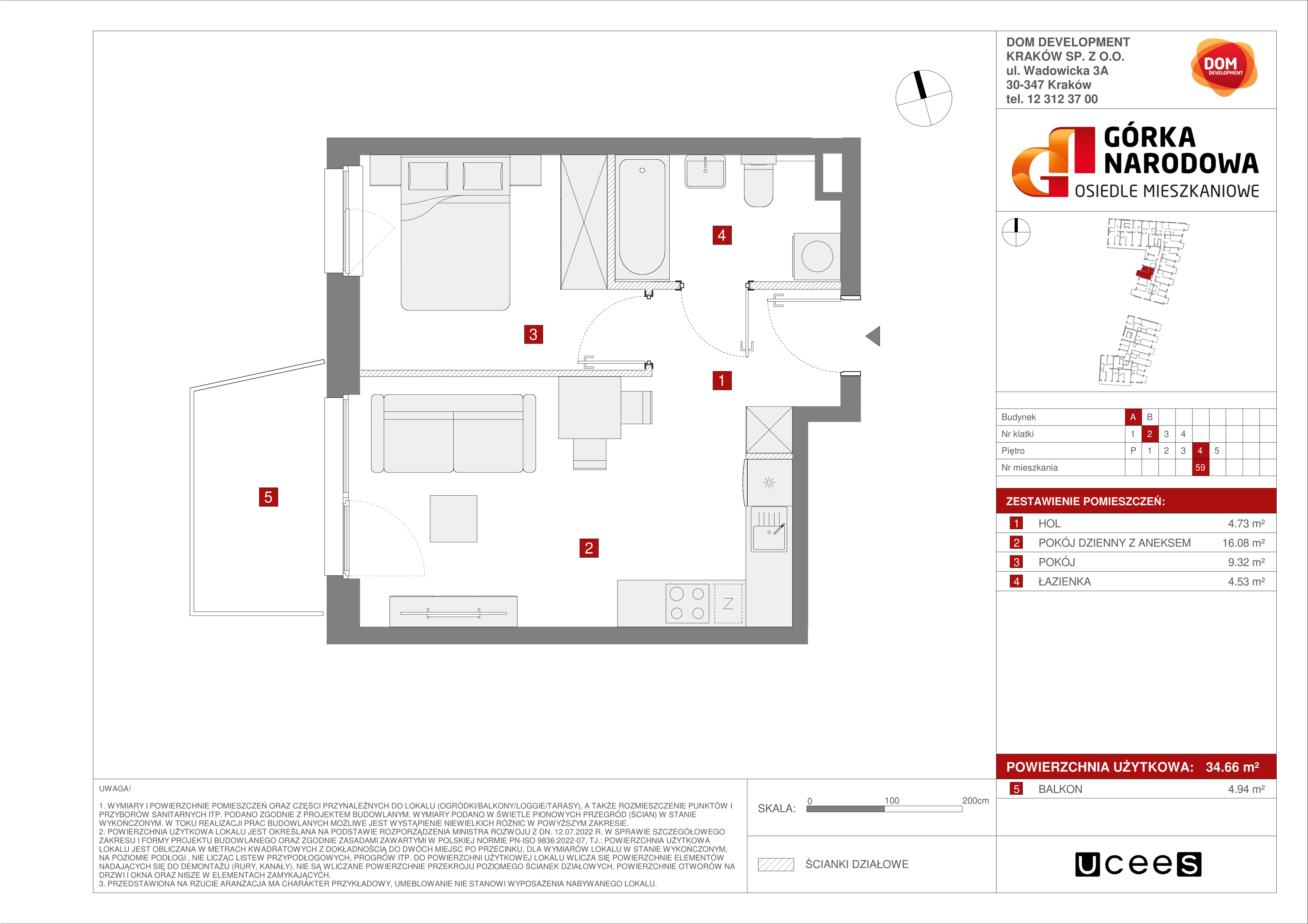 Mieszkanie 34,66 m², piętro 4, oferta nr A/59, Osiedle Górka Narodowa etap 5, Kraków, Prądnik Biały, Górka Narodowa, ul. Papierni Prądnickich-idx