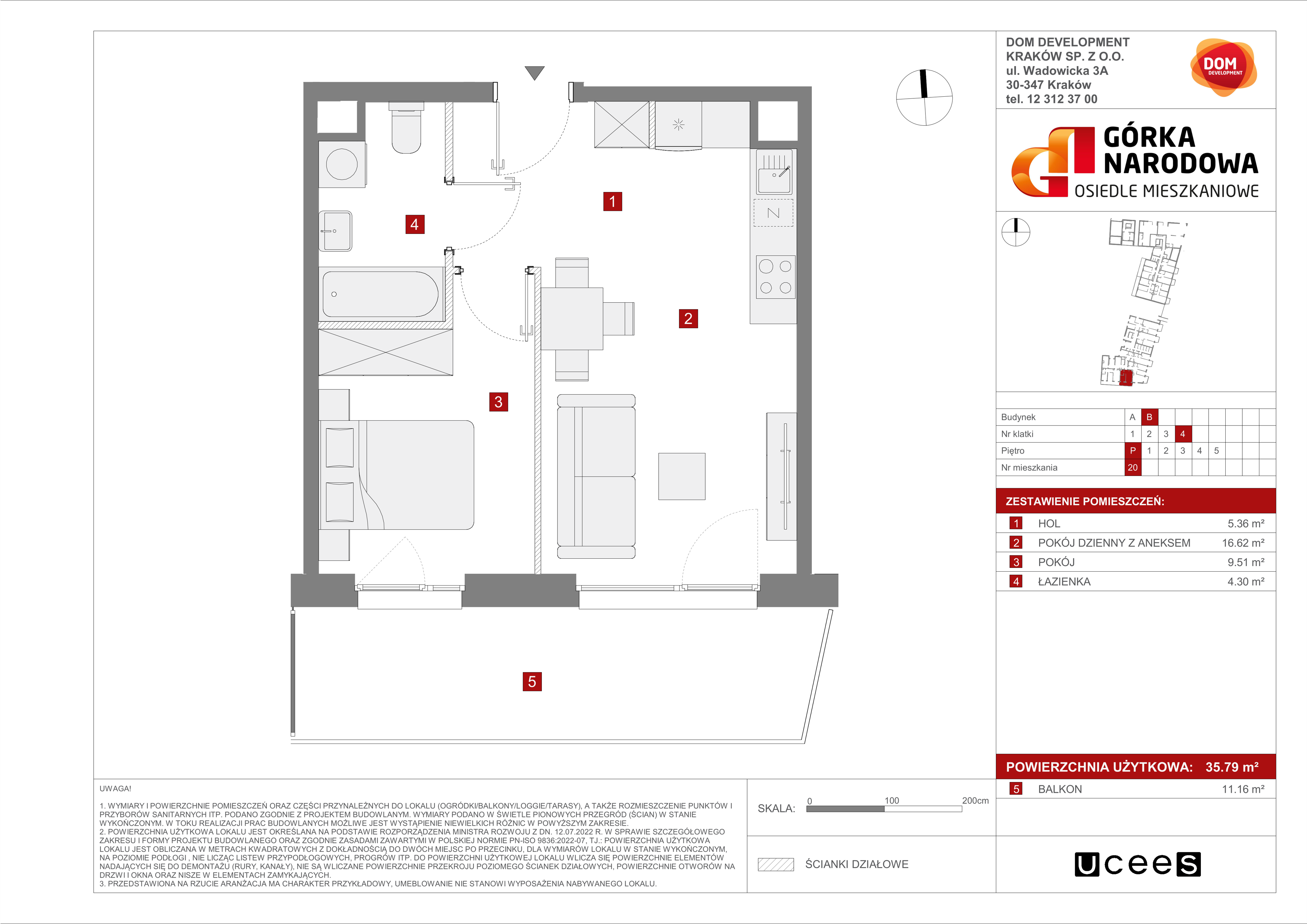 Mieszkanie 35,79 m², parter, oferta nr B/20, Osiedle Górka Narodowa etap 5, Kraków, Prądnik Biały, Górka Narodowa, ul. Papierni Prądnickich-idx