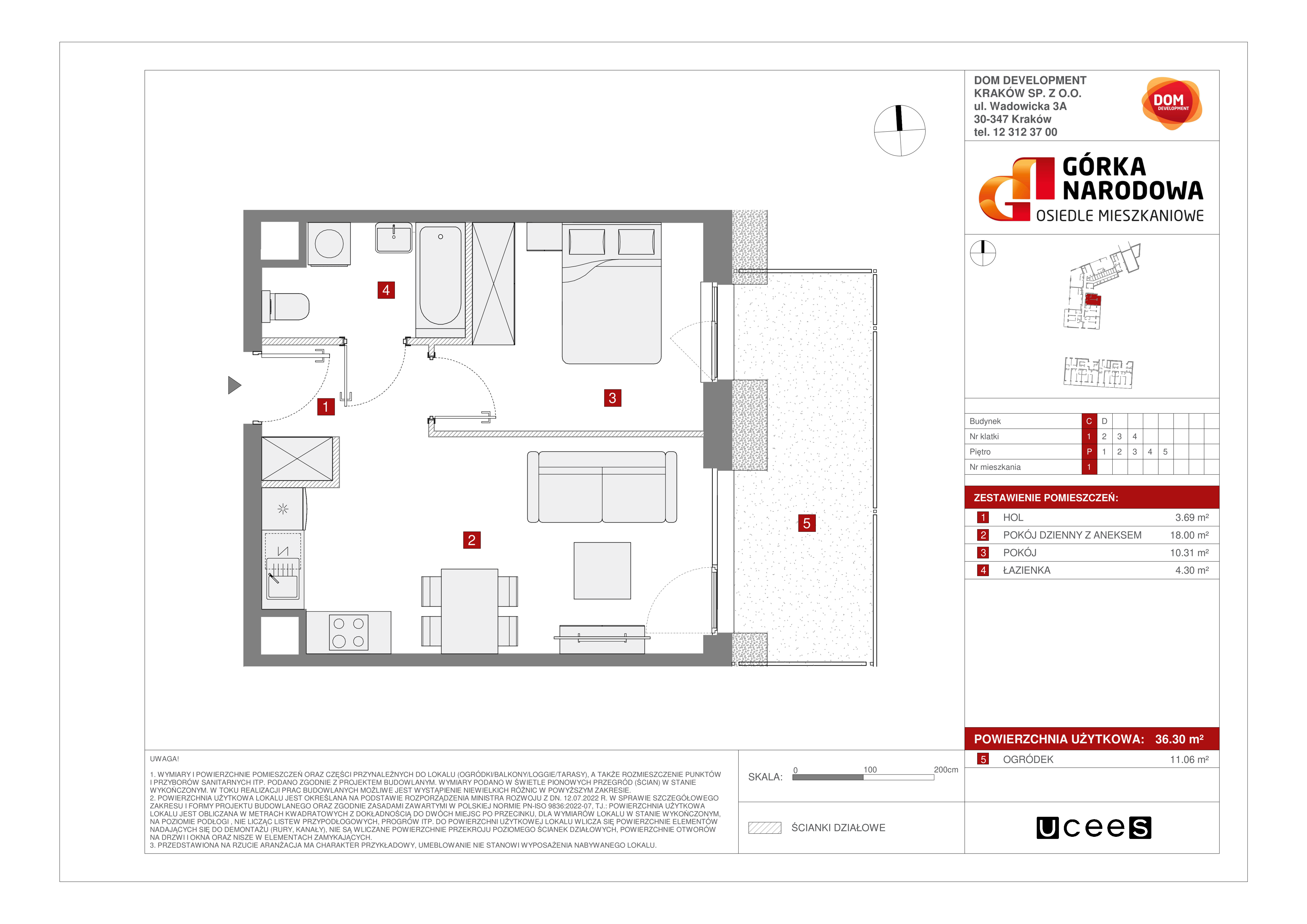 Mieszkanie 36,30 m², parter, oferta nr C/1, Osiedle Górka Narodowa etap 5, Kraków, Prądnik Biały, Górka Narodowa, ul. Papierni Prądnickich-idx