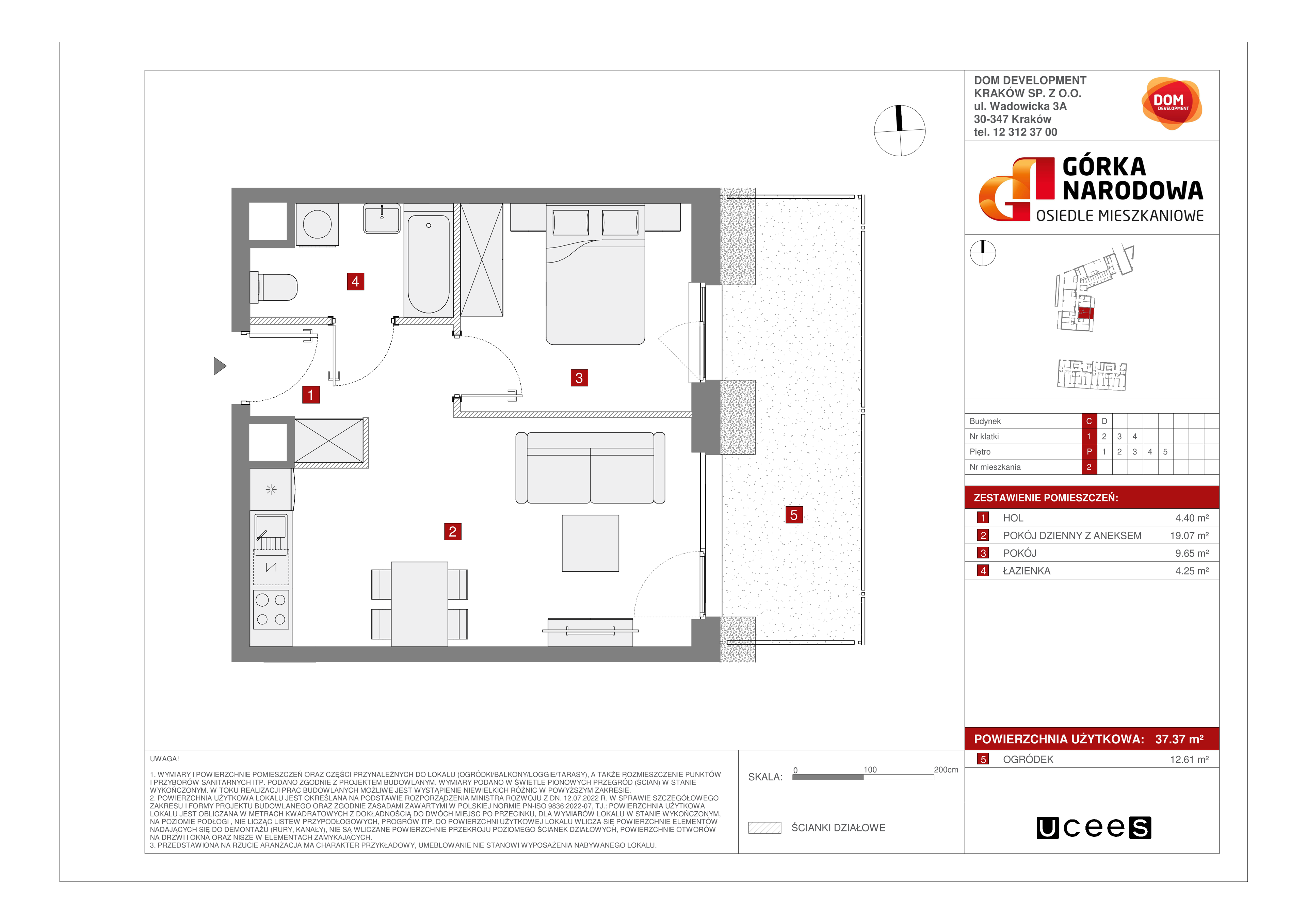 Mieszkanie 37,37 m², parter, oferta nr C/2, Osiedle Górka Narodowa etap 5, Kraków, Prądnik Biały, Górka Narodowa, ul. Papierni Prądnickich-idx