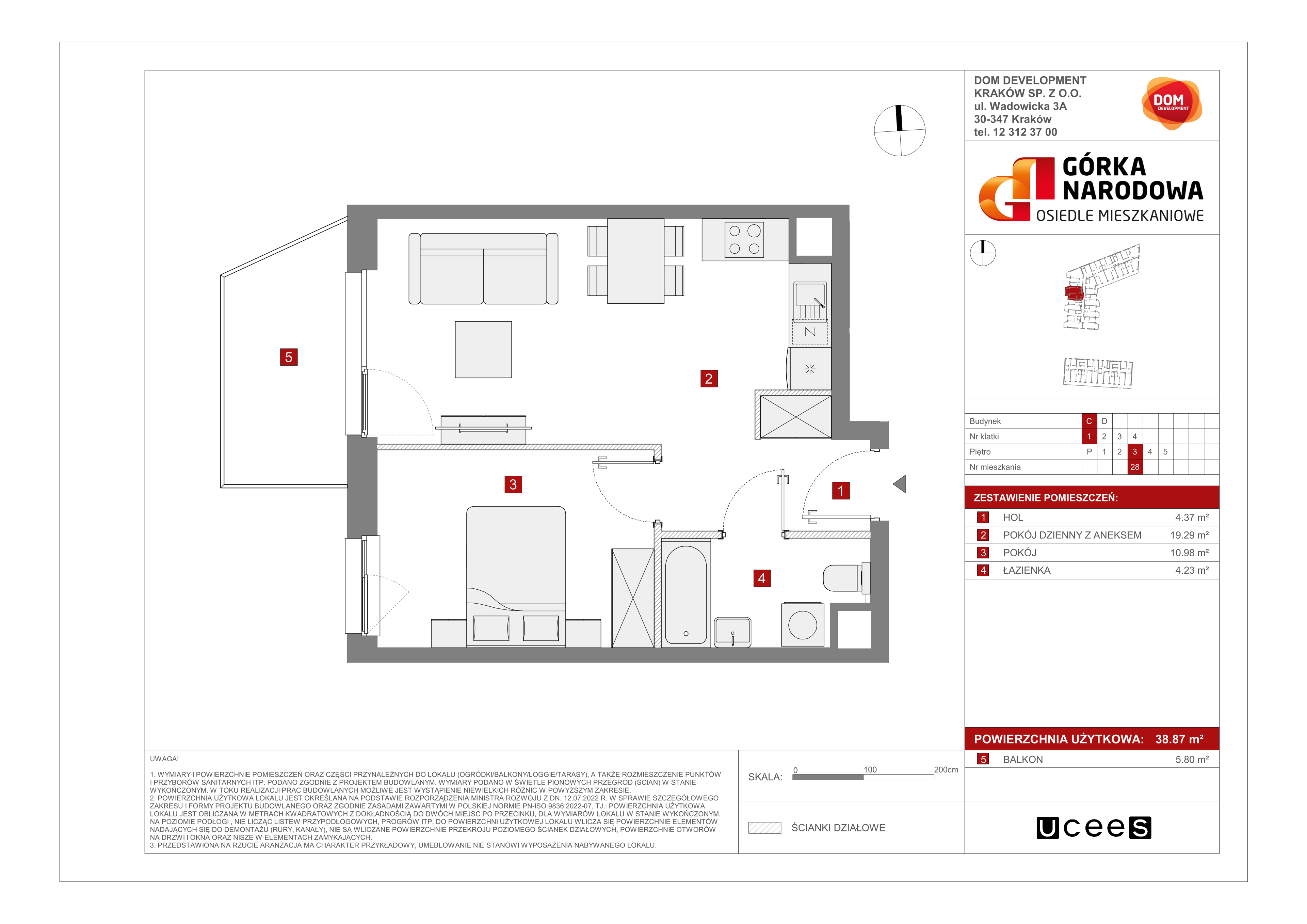 Mieszkanie 38,87 m², piętro 3, oferta nr C/28, Osiedle Górka Narodowa etap 5, Kraków, Prądnik Biały, Górka Narodowa, ul. Papierni Prądnickich-idx