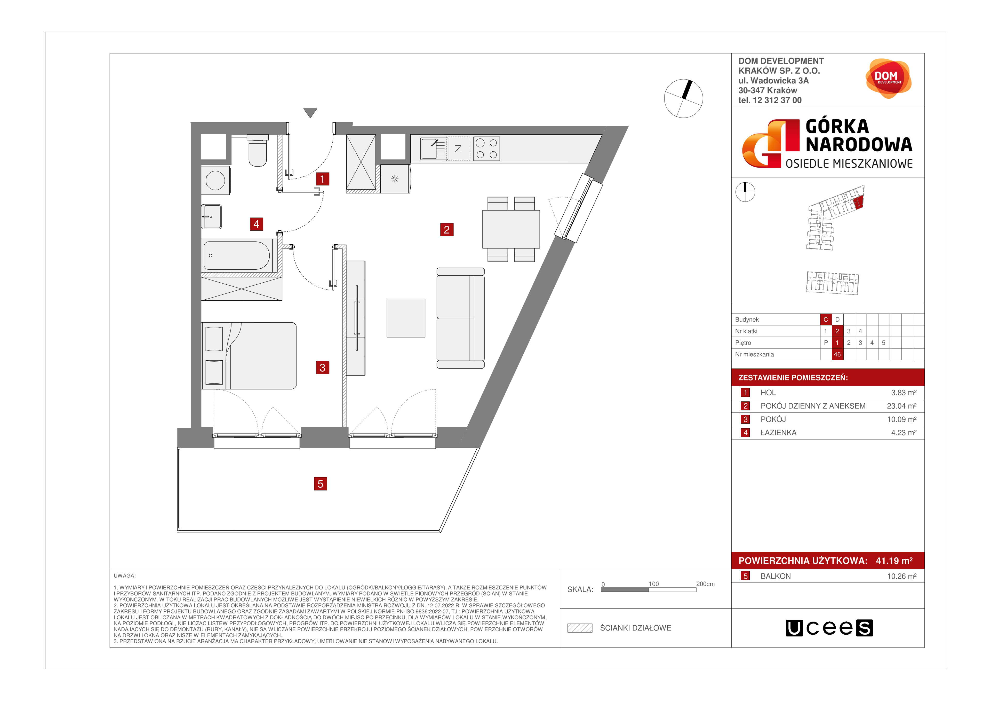 Mieszkanie 41,19 m², piętro 1, oferta nr C/46, Osiedle Górka Narodowa etap 5, Kraków, Prądnik Biały, Górka Narodowa, ul. Papierni Prądnickich-idx