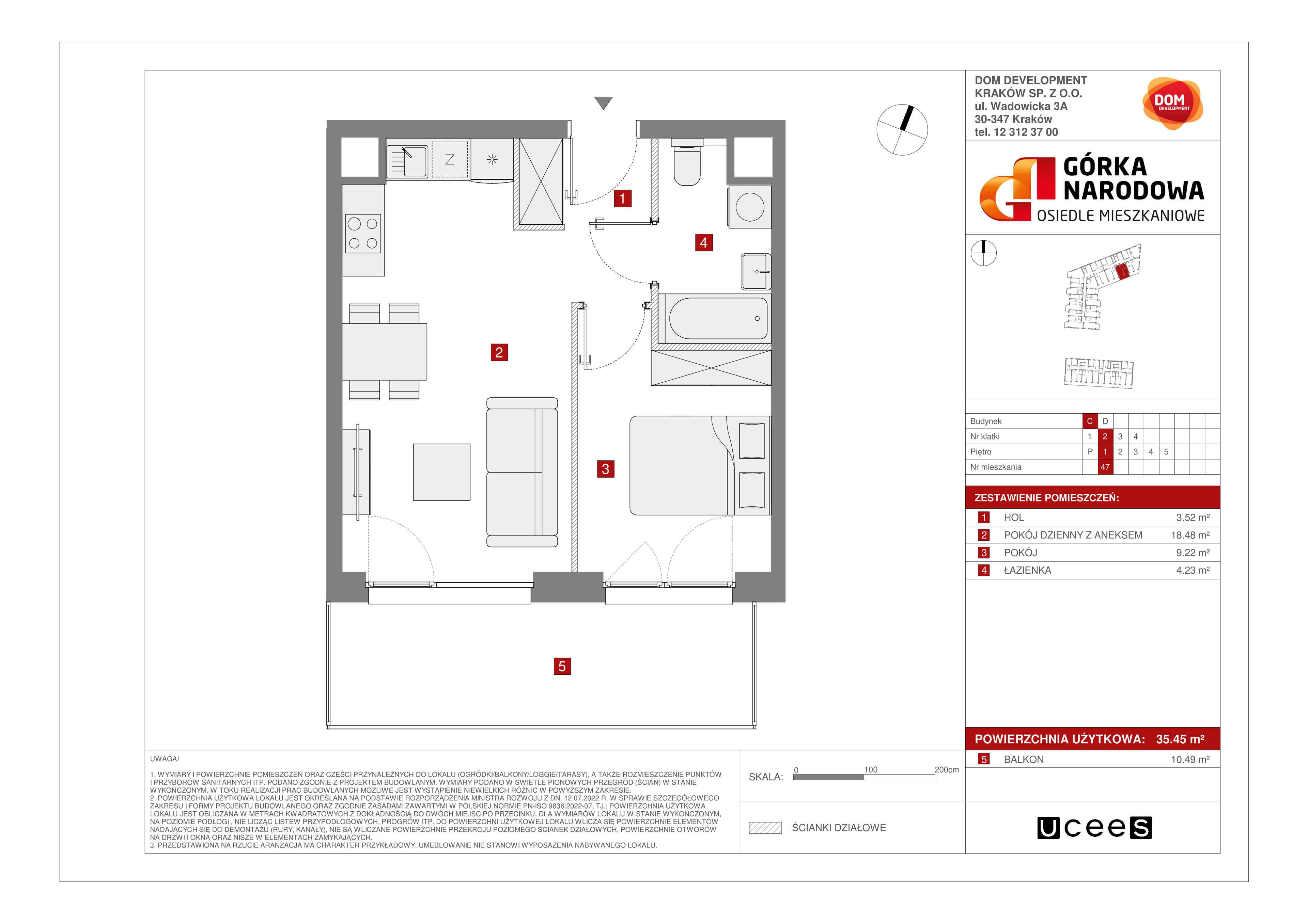 Mieszkanie 35,45 m², piętro 1, oferta nr C/47, Osiedle Górka Narodowa etap 5, Kraków, Prądnik Biały, Górka Narodowa, ul. Papierni Prądnickich-idx