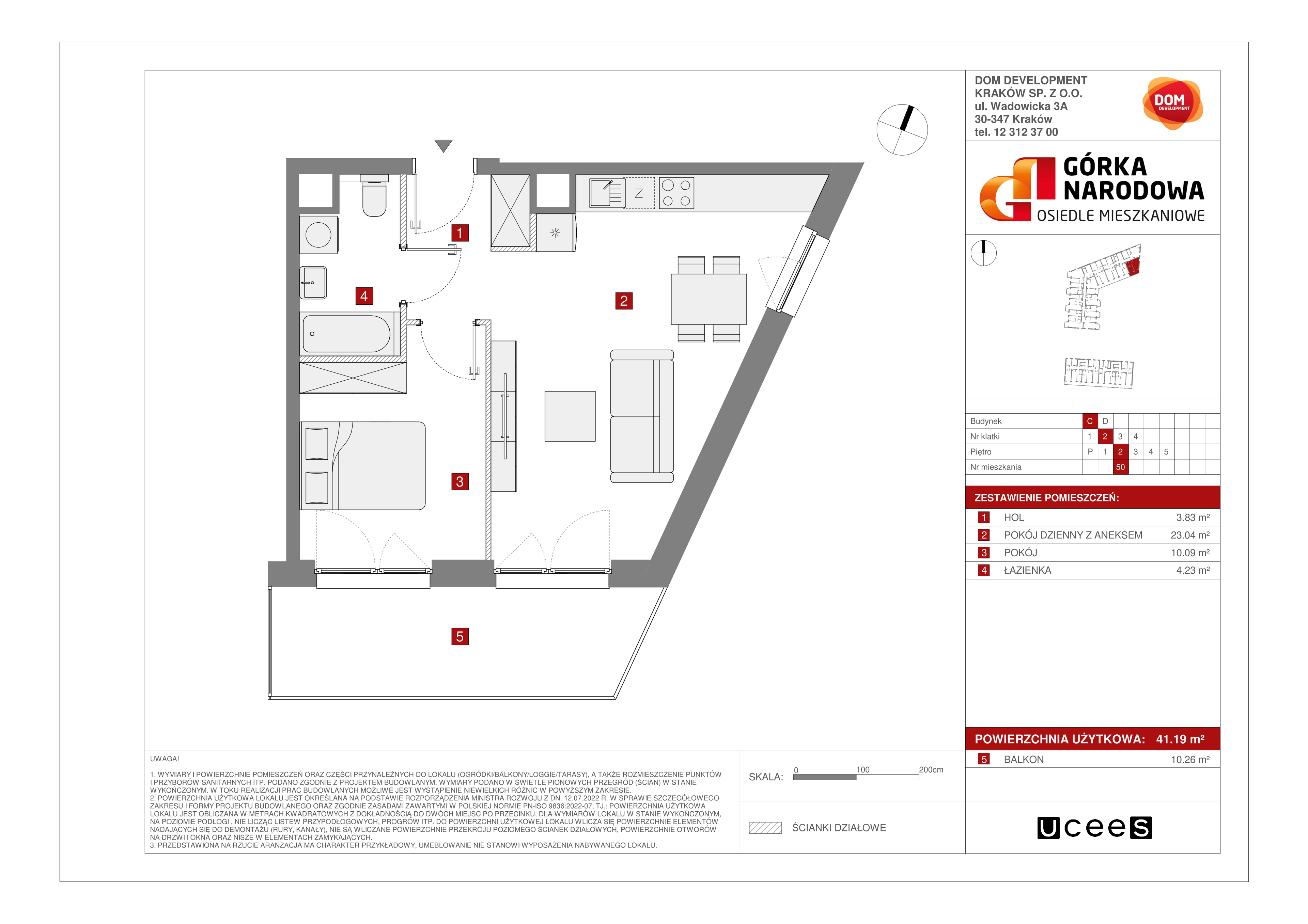 Mieszkanie 41,19 m², piętro 2, oferta nr C/50, Osiedle Górka Narodowa etap 5, Kraków, Prądnik Biały, Górka Narodowa, ul. Papierni Prądnickich-idx