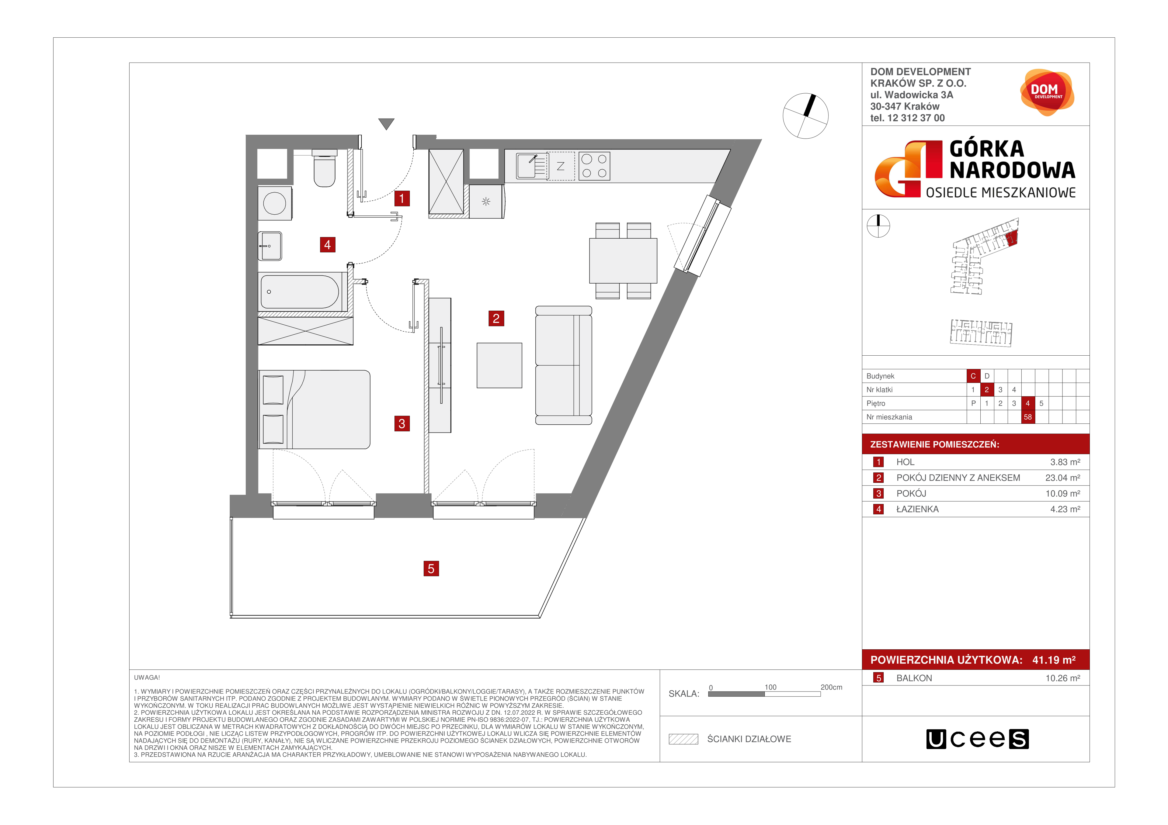 Mieszkanie 41,19 m², piętro 4, oferta nr C/58, Osiedle Górka Narodowa etap 5, Kraków, Prądnik Biały, Górka Narodowa, ul. Papierni Prądnickich-idx