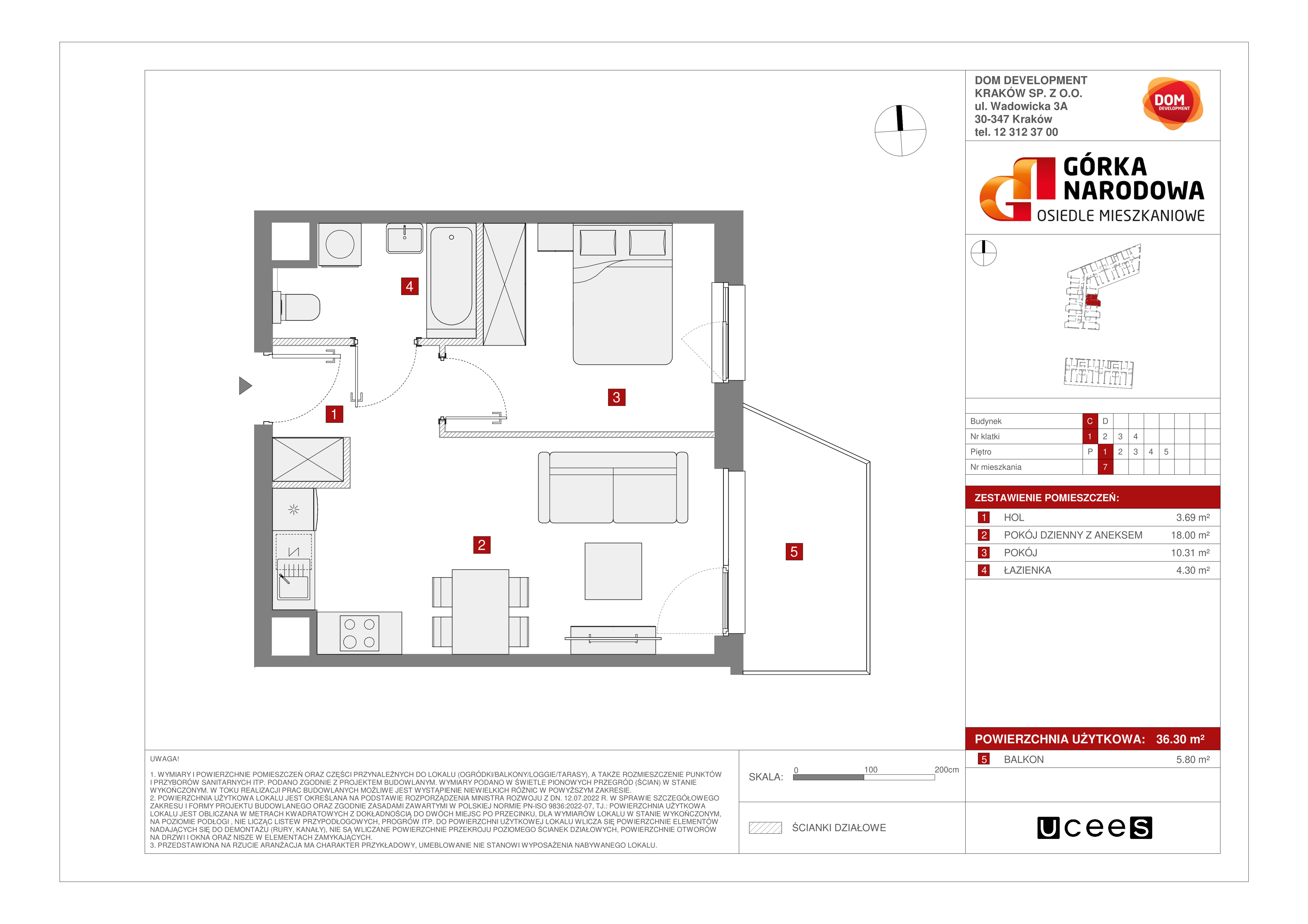 Mieszkanie 36,30 m², piętro 1, oferta nr C/7, Osiedle Górka Narodowa etap 5, Kraków, Prądnik Biały, Górka Narodowa, ul. Papierni Prądnickich-idx