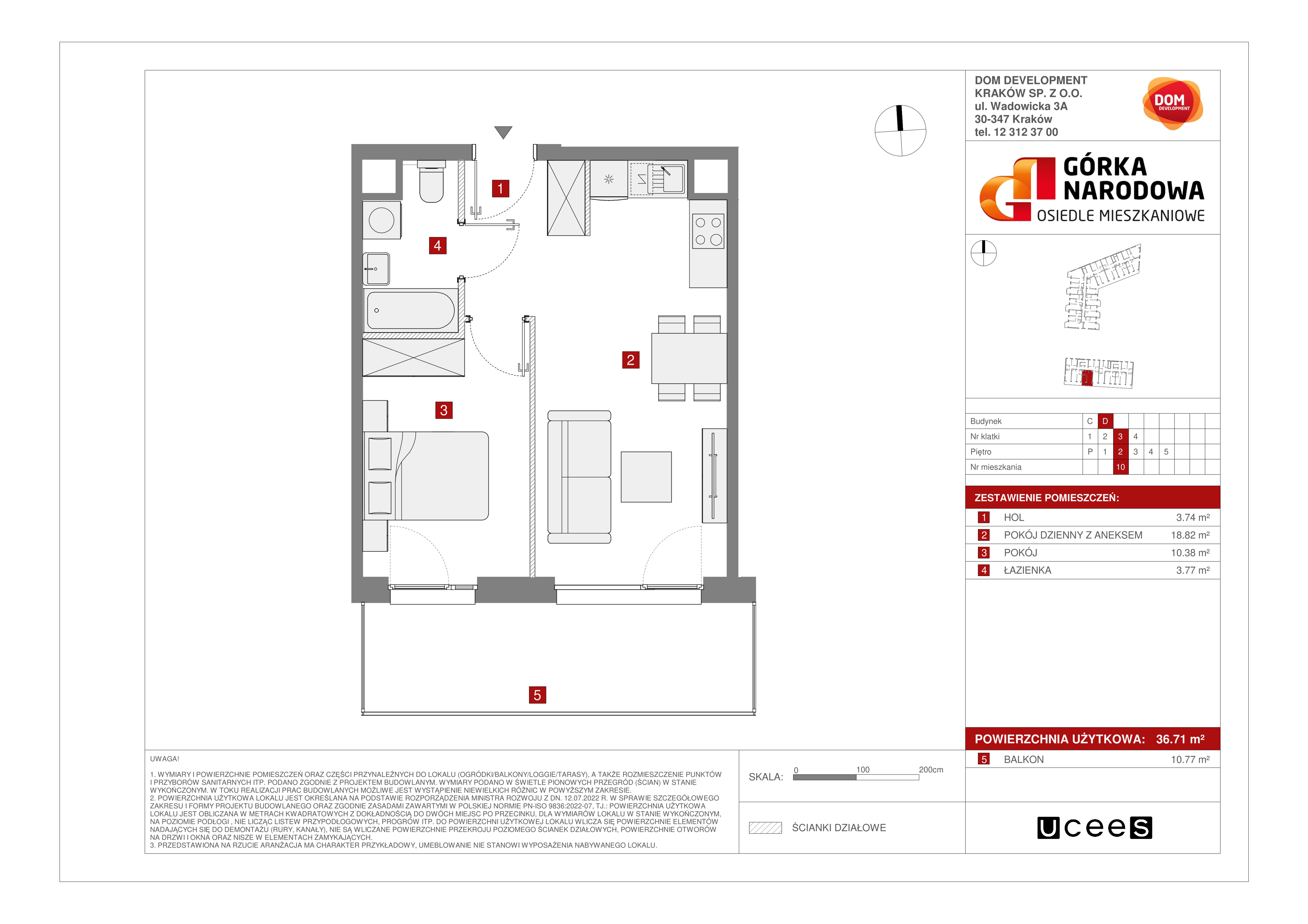 Mieszkanie 36,71 m², piętro 2, oferta nr D/10, Osiedle Górka Narodowa etap 5, Kraków, Prądnik Biały, Górka Narodowa, ul. Papierni Prądnickich-idx