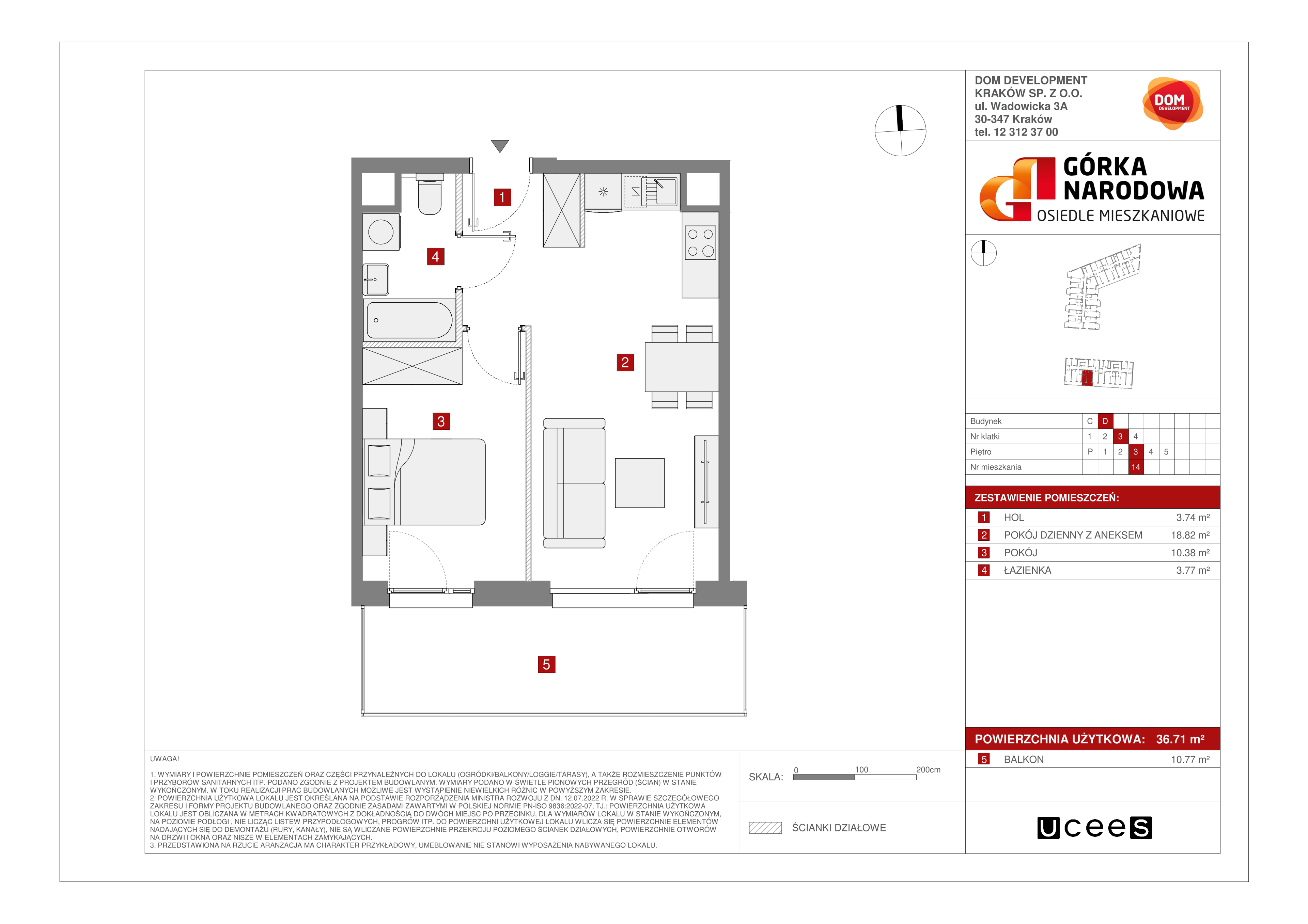 Mieszkanie 36,71 m², piętro 3, oferta nr D/14, Osiedle Górka Narodowa etap 5, Kraków, Prądnik Biały, Górka Narodowa, ul. Papierni Prądnickich-idx